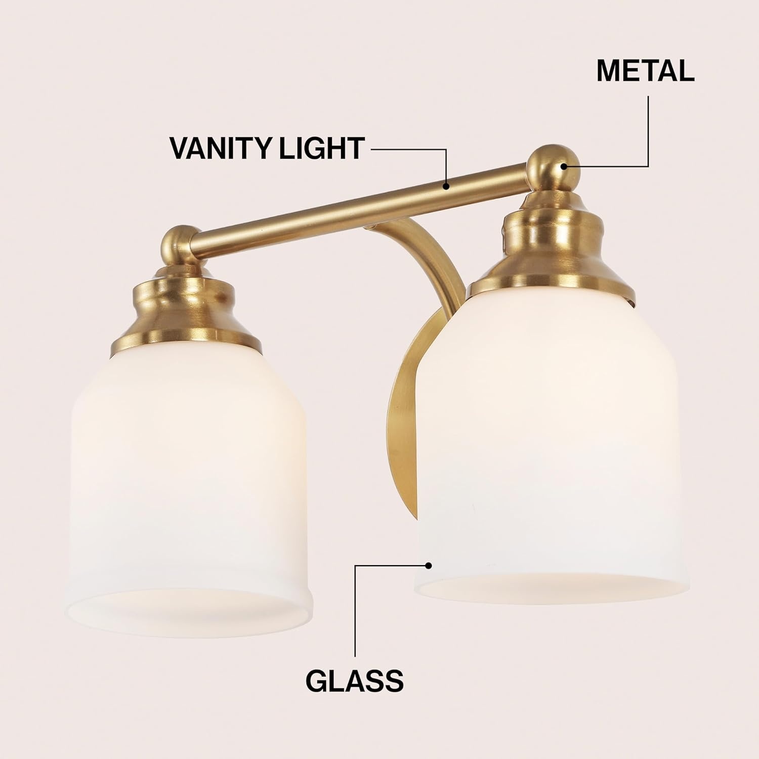image:imageJONATHAN Y 513 Oil Rubbed Bronze White 1Light Metal Glass Candlestick Vanity Light Wall Sconce Farmhouse Transitional for Bathroom with Frosted Glass Shade LED Bulb Included JYL7549BBrass GoldWhite