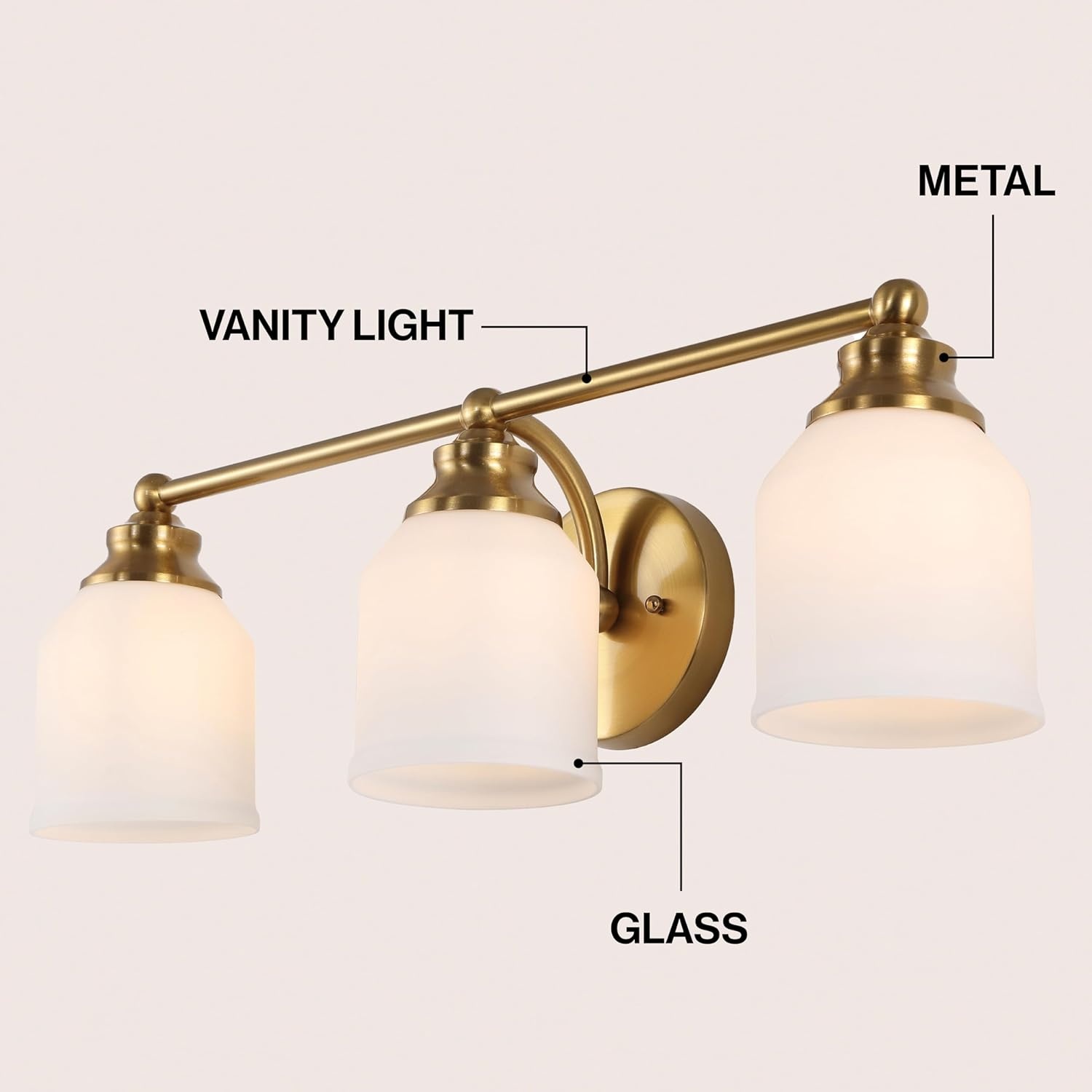 image:imageJONATHAN Y 513 Oil Rubbed Bronze White 1Light Metal Glass Candlestick Vanity Light Wall Sconce Farmhouse Transitional for Bathroom with Frosted Glass Shade LED Bulb Included JYL7549BBrass GoldWhite