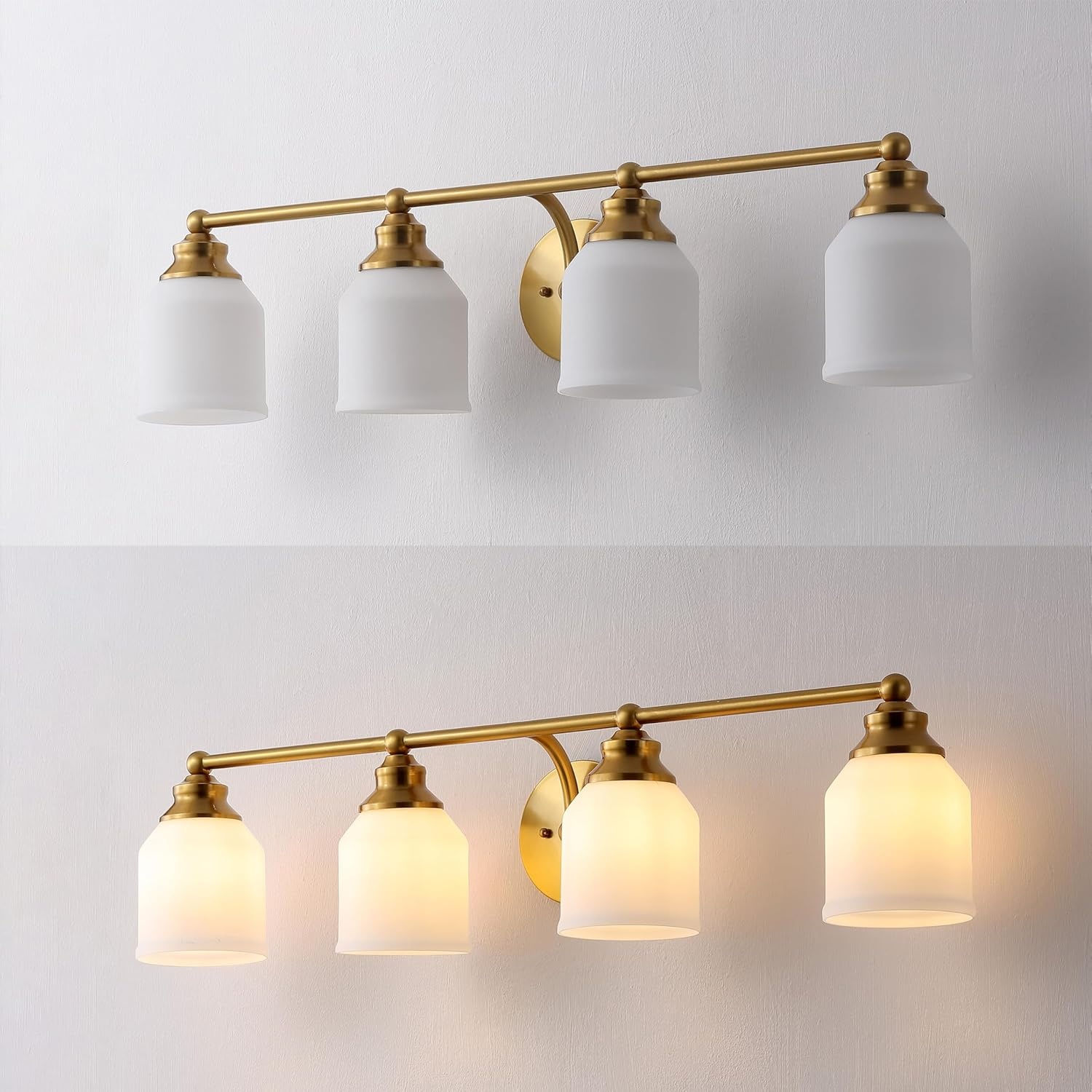 image:imageJONATHAN Y 513 Oil Rubbed Bronze White 1Light Metal Glass Candlestick Vanity Light Wall Sconce Farmhouse Transitional for Bathroom with Frosted Glass Shade LED Bulb Included JYL7549BBrass GoldWhite