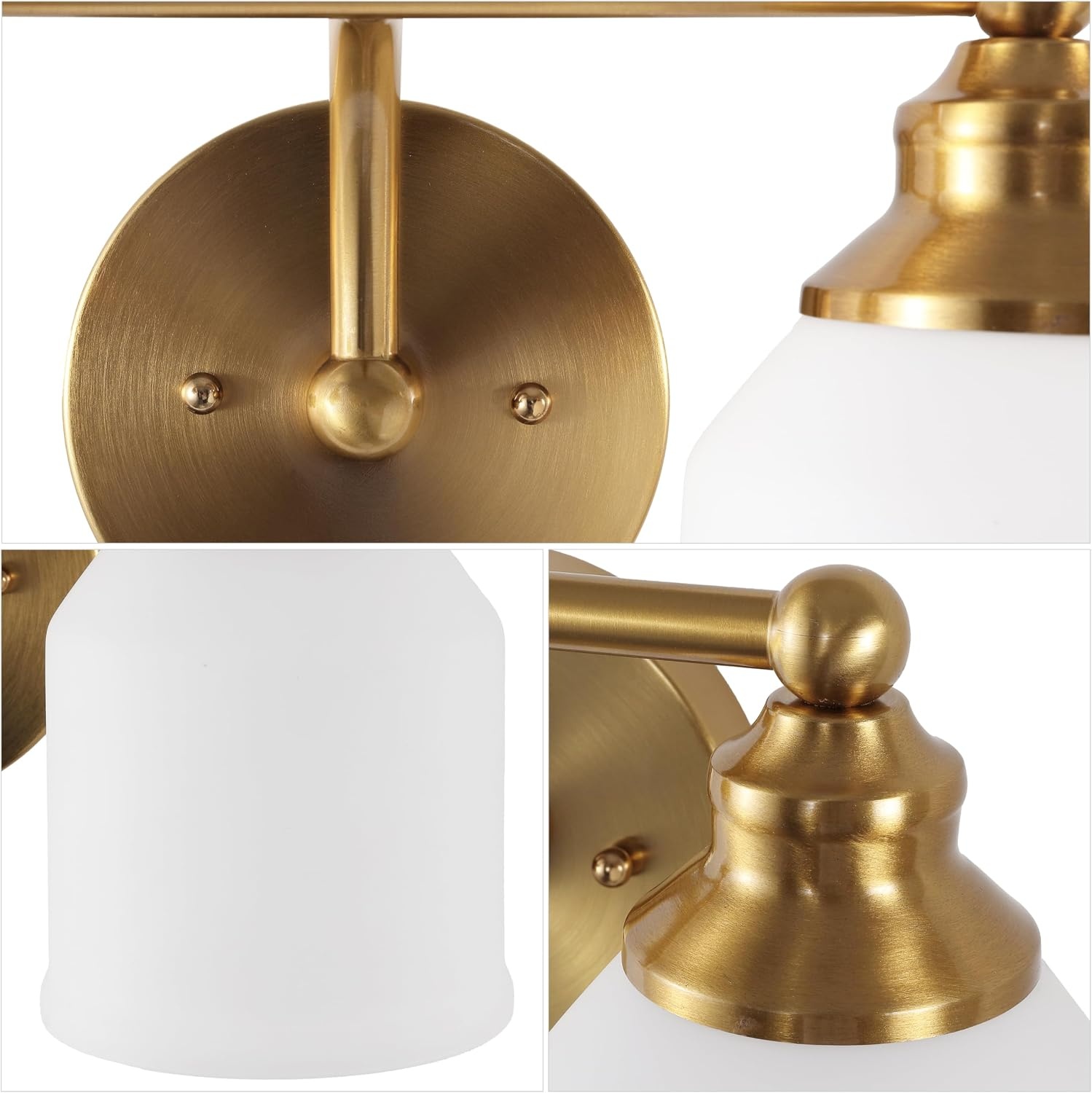 image:imageJONATHAN Y 513 Oil Rubbed Bronze White 1Light Metal Glass Candlestick Vanity Light Wall Sconce Farmhouse Transitional for Bathroom with Frosted Glass Shade LED Bulb Included JYL7549BBrass GoldWhite