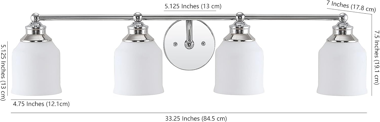 image:imageJONATHAN Y 513 Oil Rubbed Bronze White 1Light Metal Glass Candlestick Vanity Light Wall Sconce Farmhouse Transitional for Bathroom with Frosted Glass Shade LED Bulb Included JYL7549BChrome