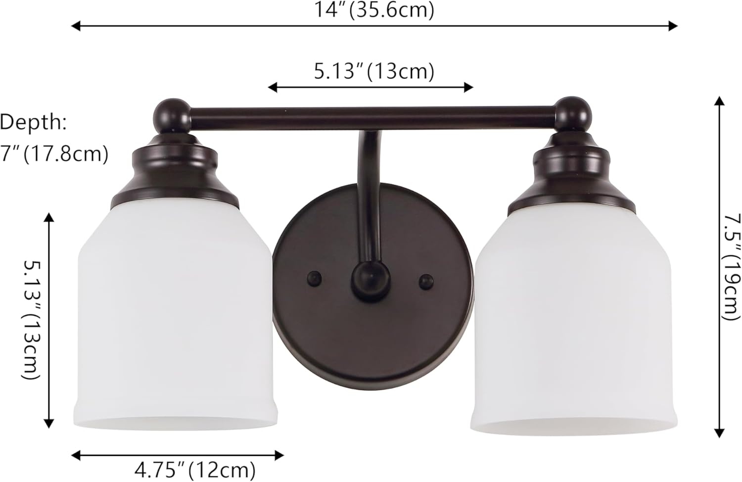 image:imageJONATHAN Y 513 Oil Rubbed Bronze White 1Light Metal Glass Candlestick Vanity Light Wall Sconce Farmhouse Transitional for Bathroom with Frosted Glass Shade LED Bulb Included JYL7549BOil Rubbed BronzeWhite