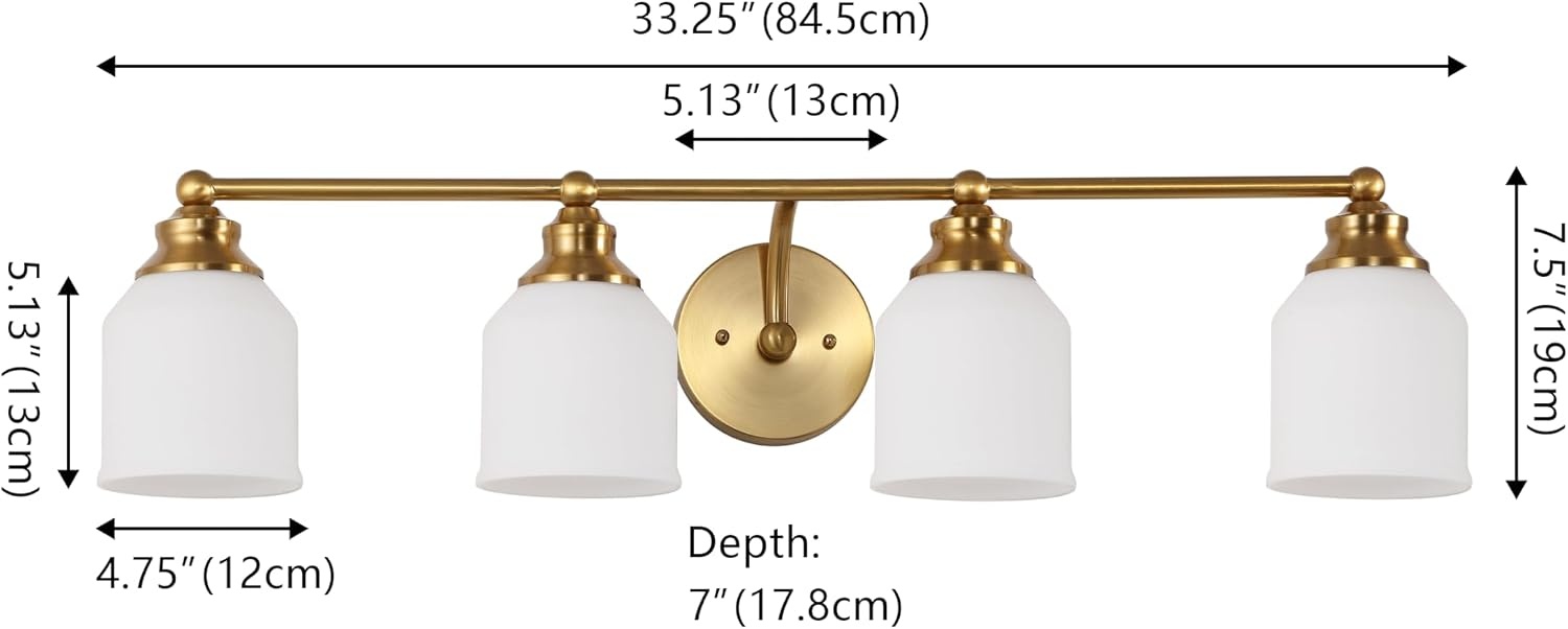 image:imageJONATHAN Y 513 Oil Rubbed Bronze White 1Light Metal Glass Candlestick Vanity Light Wall Sconce Farmhouse Transitional for Bathroom with Frosted Glass Shade LED Bulb Included JYL7549BBrass GoldWhite