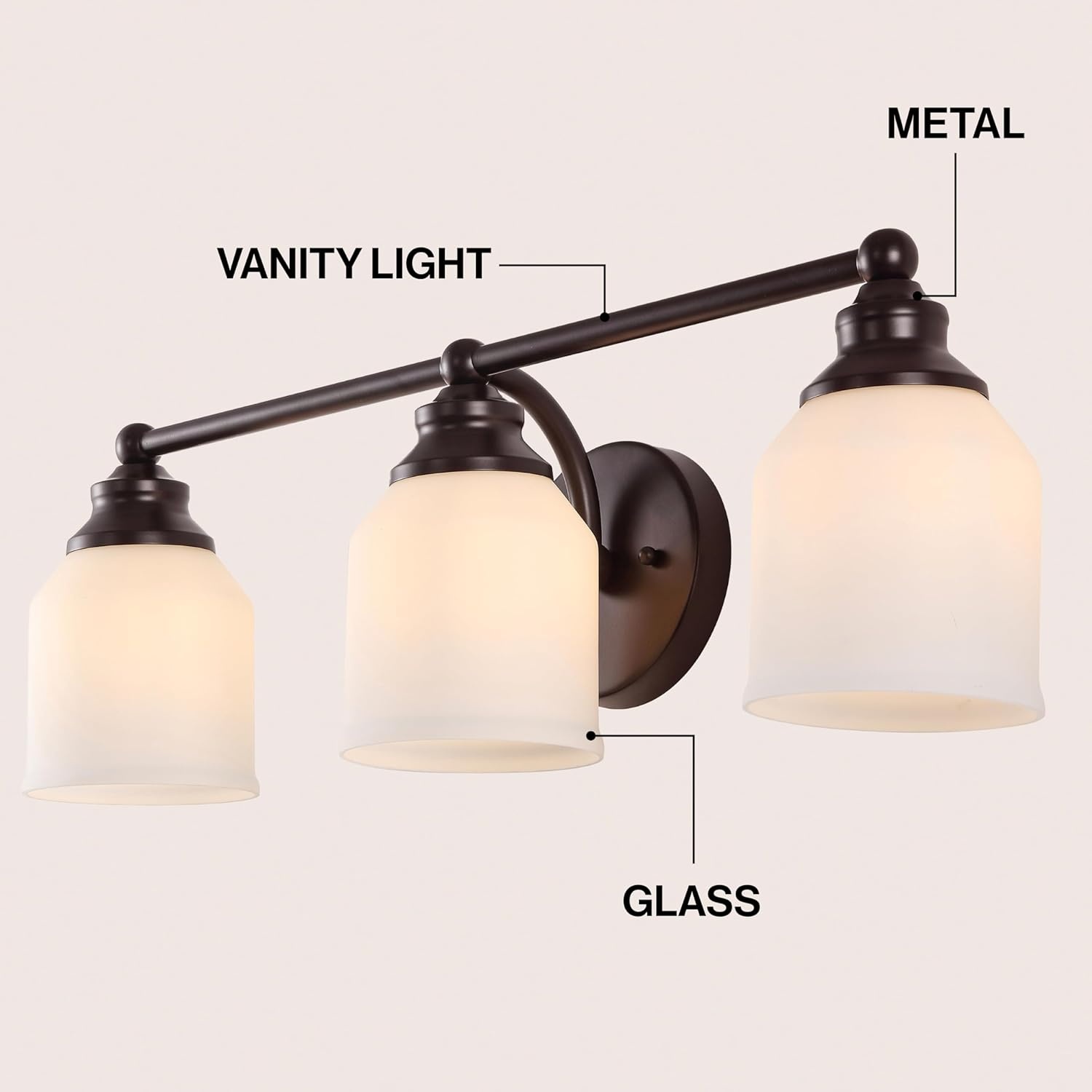 image:imageJONATHAN Y 513 Oil Rubbed Bronze White 1Light Metal Glass Candlestick Vanity Light Wall Sconce Farmhouse Transitional for Bathroom with Frosted Glass Shade LED Bulb Included JYL7549BOil Rubbed BronzeWhite