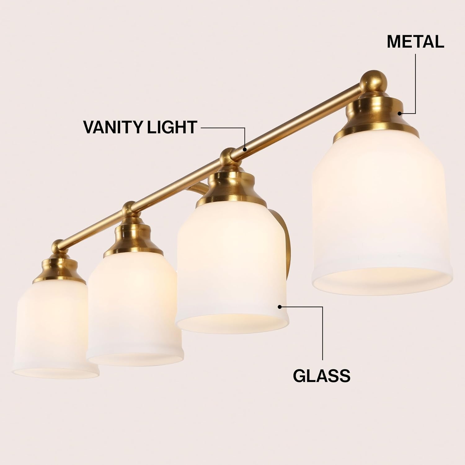 image:imageJONATHAN Y 513 Oil Rubbed Bronze White 1Light Metal Glass Candlestick Vanity Light Wall Sconce Farmhouse Transitional for Bathroom with Frosted Glass Shade LED Bulb Included JYL7549BBrass GoldWhite