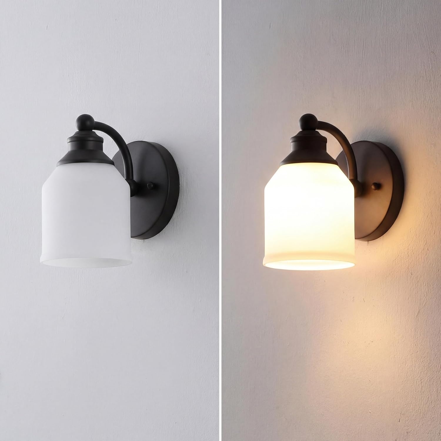 image:imageJONATHAN Y 513 Oil Rubbed Bronze White 1Light Metal Glass Candlestick Vanity Light Wall Sconce Farmhouse Transitional for Bathroom with Frosted Glass Shade LED Bulb Included JYL7549BOil Rubbed BronzeWhite