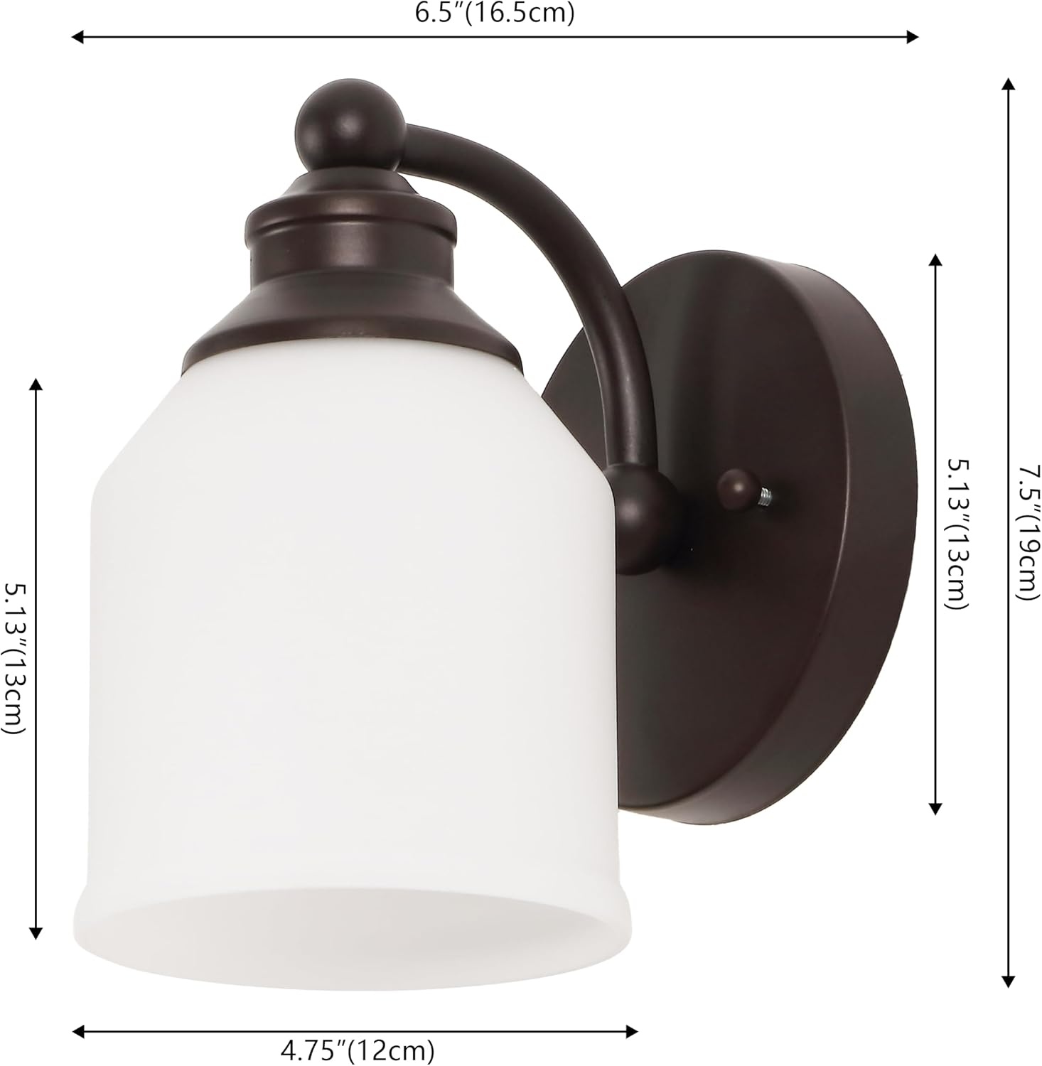 image:imageJONATHAN Y 513 Oil Rubbed Bronze White 1Light Metal Glass Candlestick Vanity Light Wall Sconce Farmhouse Transitional for Bathroom with Frosted Glass Shade LED Bulb Included JYL7549BOil Rubbed BronzeWhite