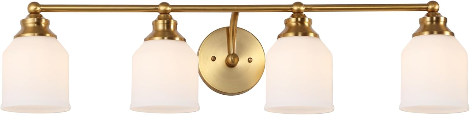 image:imageJONATHAN Y 513 Oil Rubbed Bronze White 1Light Metal Glass Candlestick Vanity Light Wall Sconce Farmhouse Transitional for Bathroom with Frosted Glass Shade LED Bulb Included JYL7549BBrass GoldWhite