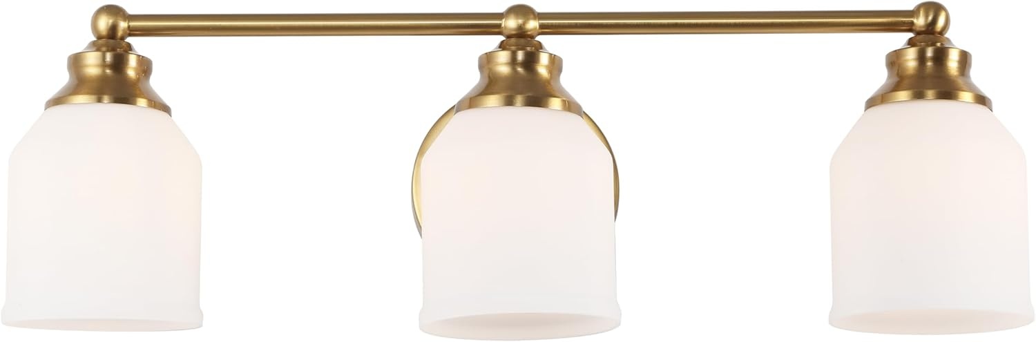 image:imageJONATHAN Y 513 Oil Rubbed Bronze White 1Light Metal Glass Candlestick Vanity Light Wall Sconce Farmhouse Transitional for Bathroom with Frosted Glass Shade LED Bulb Included JYL7549BBrass GoldWhite