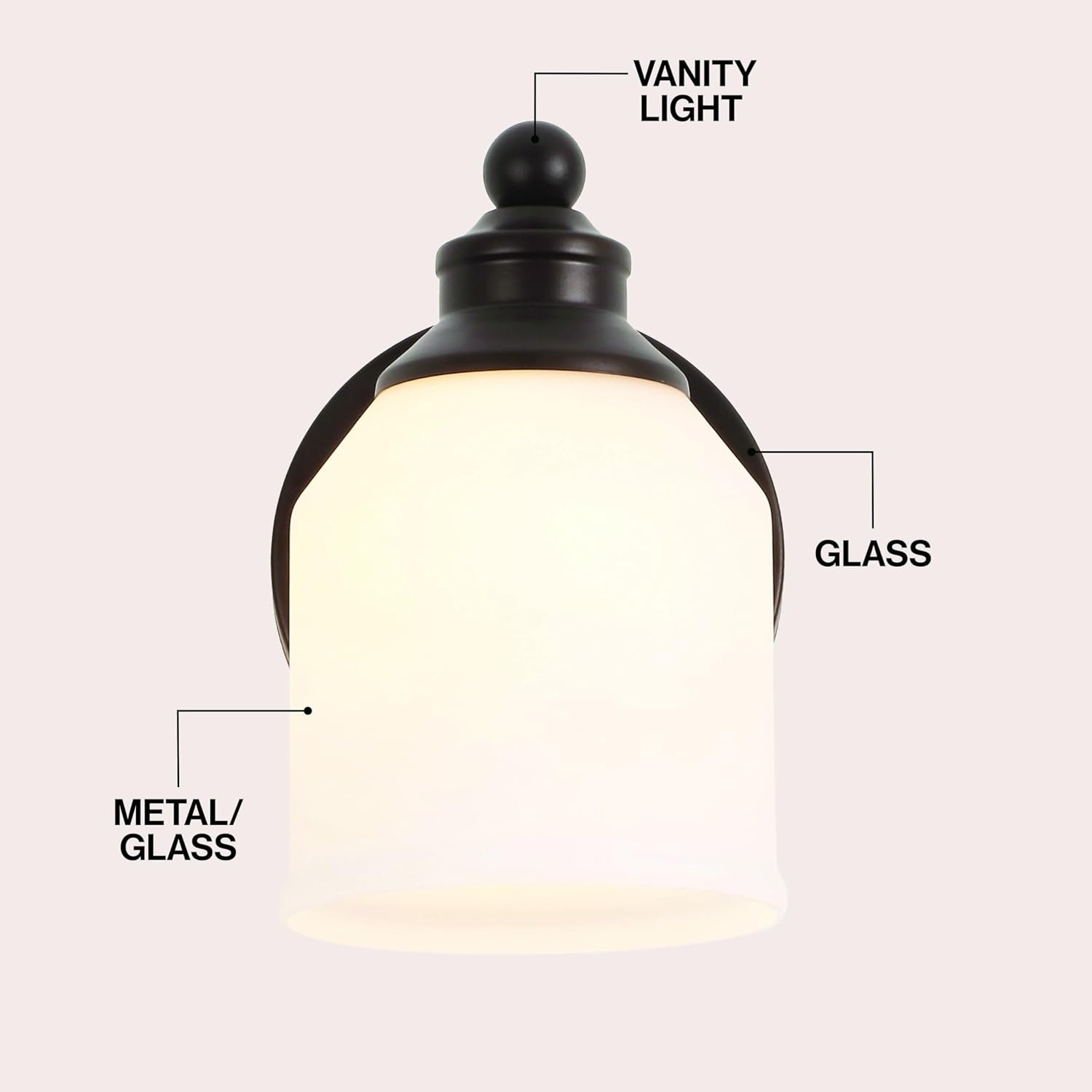 image:imageJONATHAN Y 513 Oil Rubbed Bronze White 1Light Metal Glass Candlestick Vanity Light Wall Sconce Farmhouse Transitional for Bathroom with Frosted Glass Shade LED Bulb Included JYL7549BOil Rubbed BronzeWhite