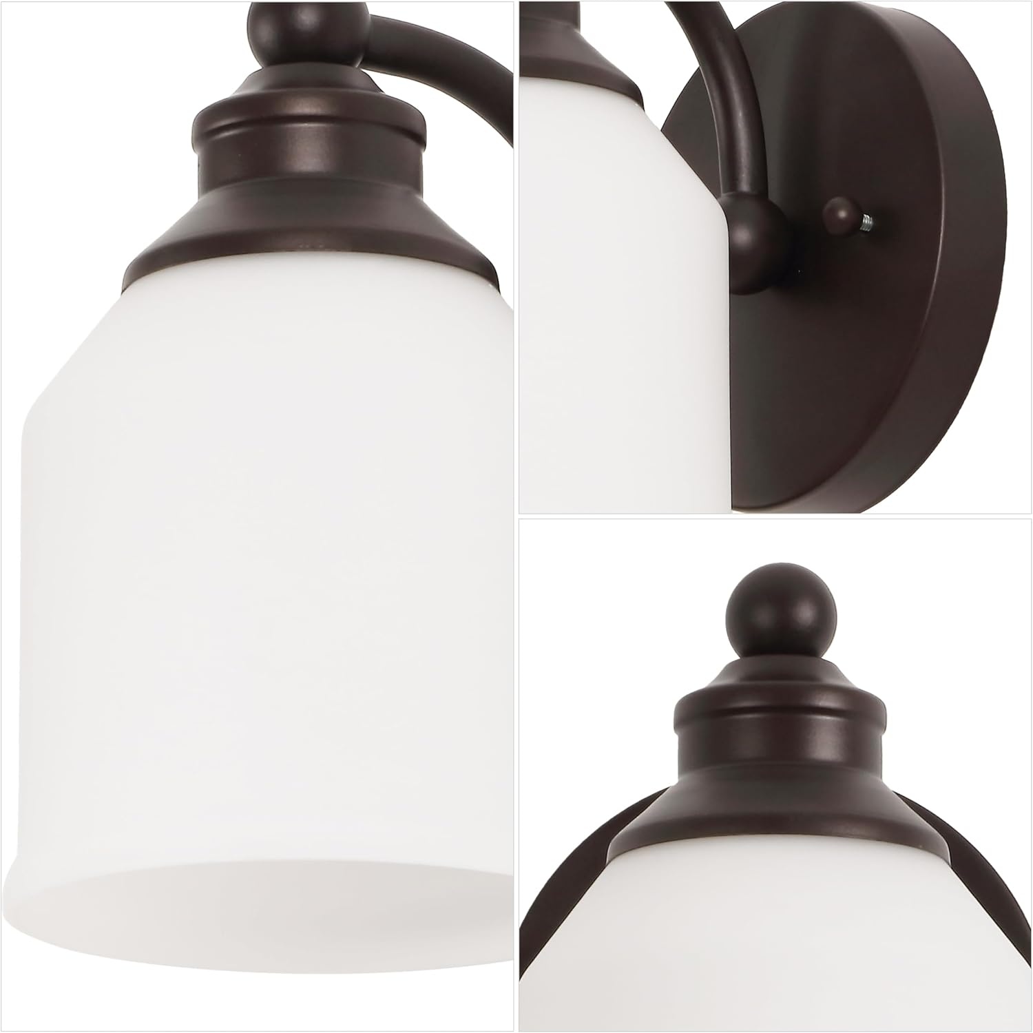 image:imageJONATHAN Y 513 Oil Rubbed Bronze White 1Light Metal Glass Candlestick Vanity Light Wall Sconce Farmhouse Transitional for Bathroom with Frosted Glass Shade LED Bulb Included JYL7549BOil Rubbed BronzeWhite