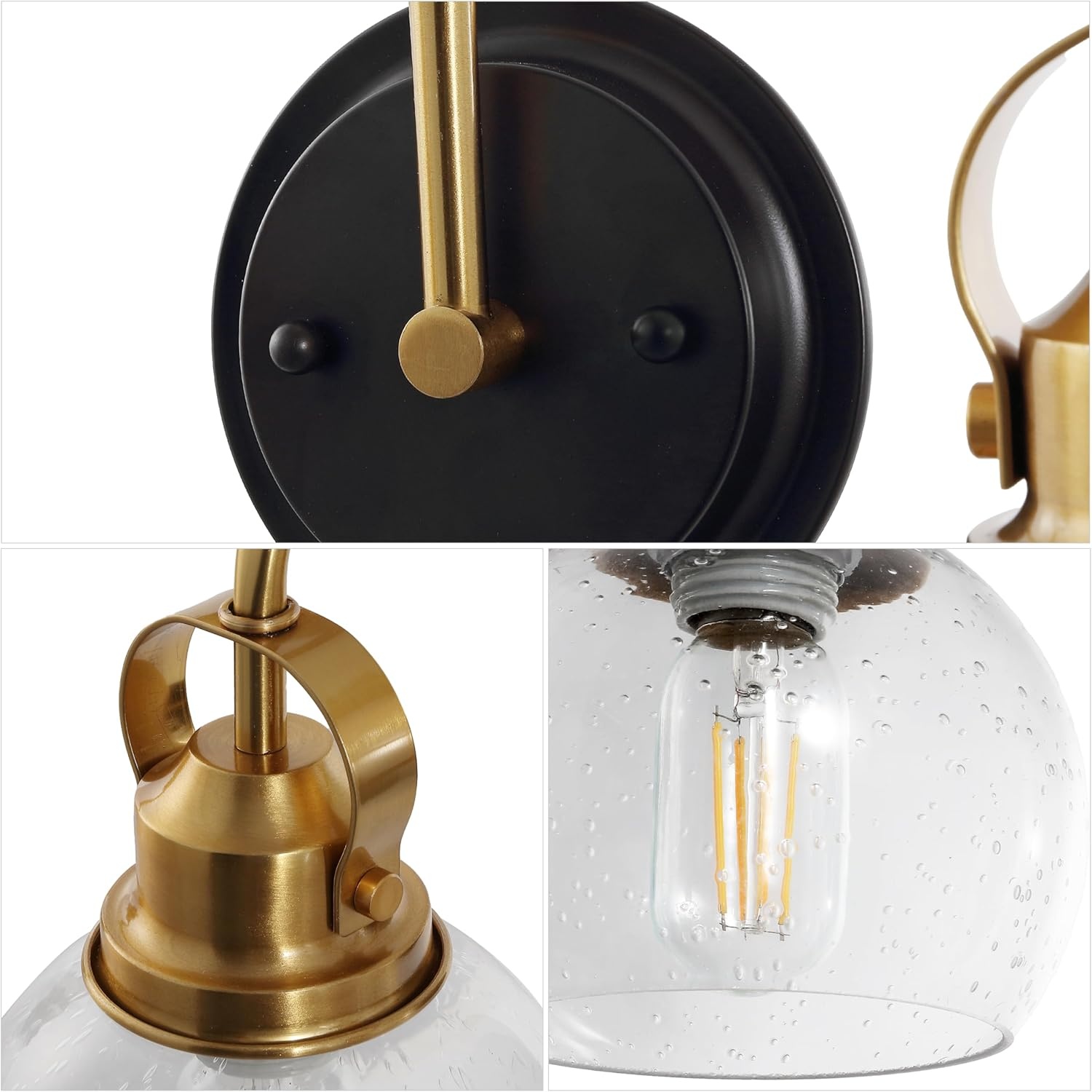 image:imageJONATHAN Y 6 Brass Gold Oil Rubbed Bronze 1Light Metal Candlestick Vanity Light Wall Sconce Farmhouse Industrial for Bathroom with Clear Seeded Glass Shade LED Bulb Included JYL7400BBrass GoldOil Rubbed Bronze