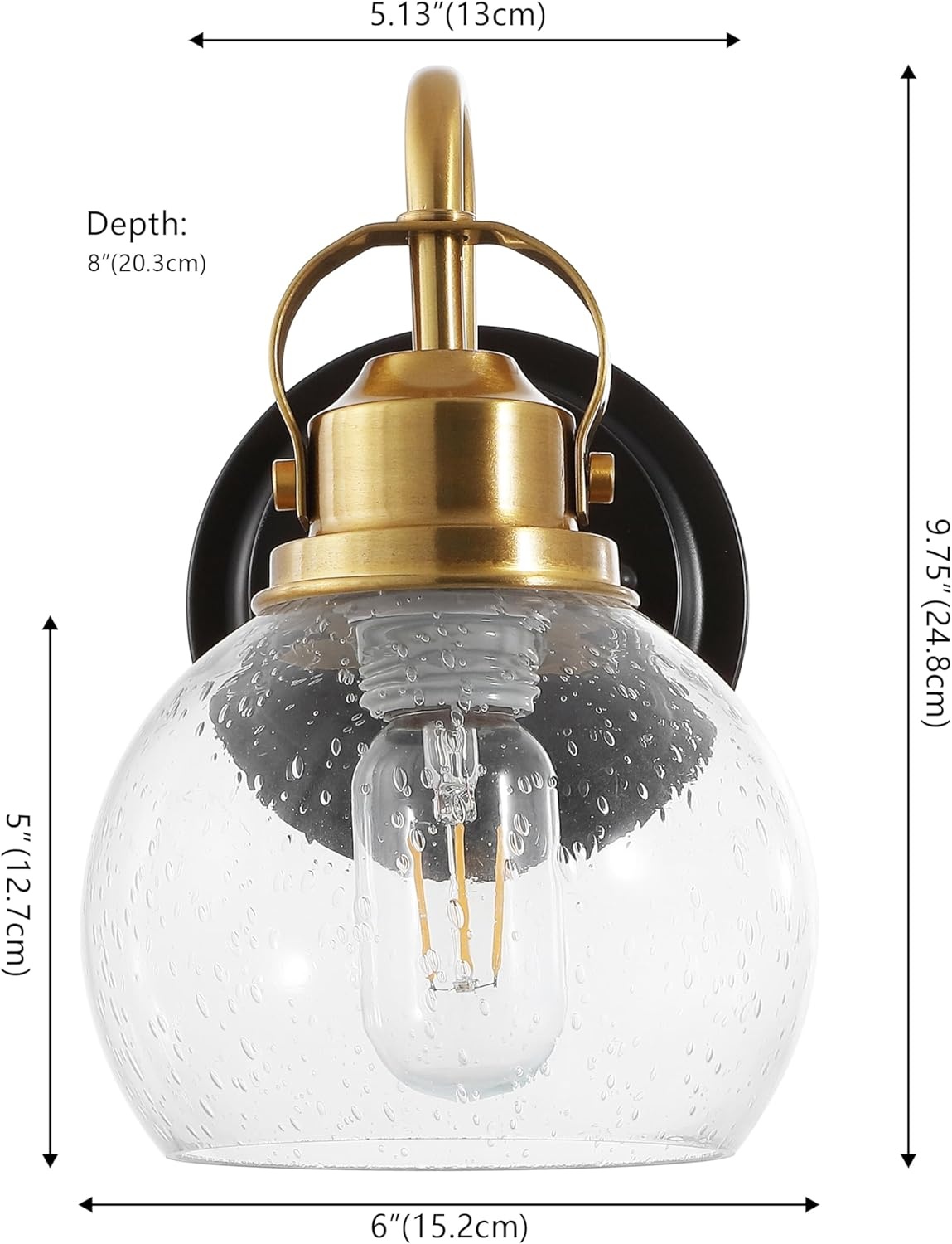 image:imageJONATHAN Y 6 Brass Gold Oil Rubbed Bronze 1Light Metal Candlestick Vanity Light Wall Sconce Farmhouse Industrial for Bathroom with Clear Seeded Glass Shade LED Bulb Included JYL7400BBrass GoldOil Rubbed Bronze