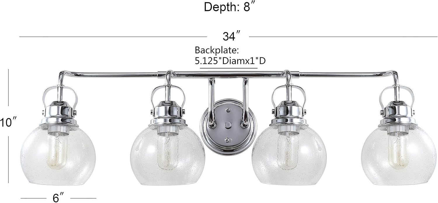 image:imageJONATHAN Y 6 Brass Gold Oil Rubbed Bronze 1Light Metal Candlestick Vanity Light Wall Sconce Farmhouse Industrial for Bathroom with Clear Seeded Glass Shade LED Bulb Included JYL7400BChromeClear