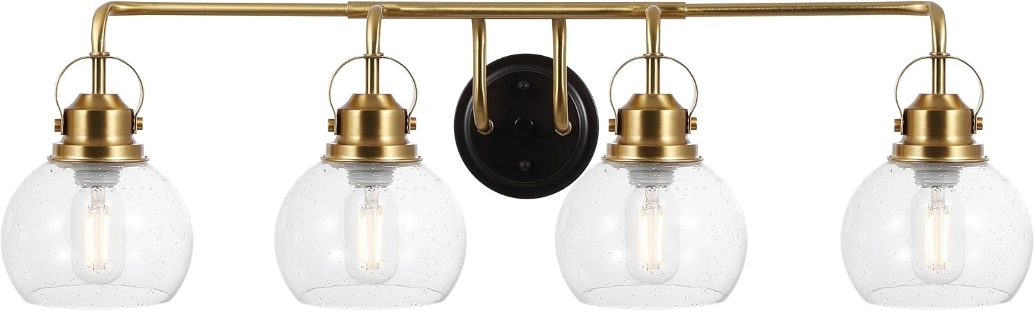 image:imageJONATHAN Y 6 Brass Gold Oil Rubbed Bronze 1Light Metal Candlestick Vanity Light Wall Sconce Farmhouse Industrial for Bathroom with Clear Seeded Glass Shade LED Bulb Included JYL7400BBrass GoldOil Rubbed Bronze