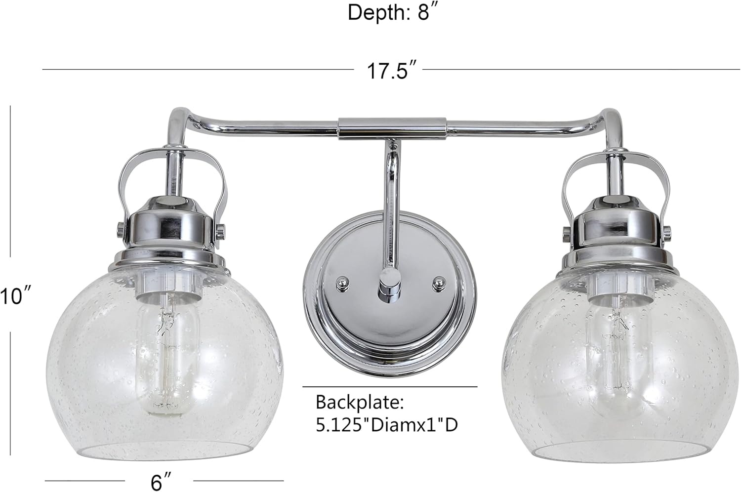 image:imageJONATHAN Y 6 Brass Gold Oil Rubbed Bronze 1Light Metal Candlestick Vanity Light Wall Sconce Farmhouse Industrial for Bathroom with Clear Seeded Glass Shade LED Bulb Included JYL7400BChromeClear