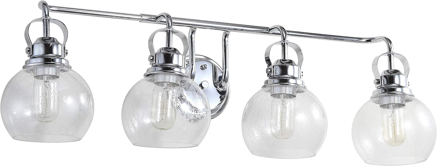 image:imageJONATHAN Y 6 Brass Gold Oil Rubbed Bronze 1Light Metal Candlestick Vanity Light Wall Sconce Farmhouse Industrial for Bathroom with Clear Seeded Glass Shade LED Bulb Included JYL7400BChromeClear