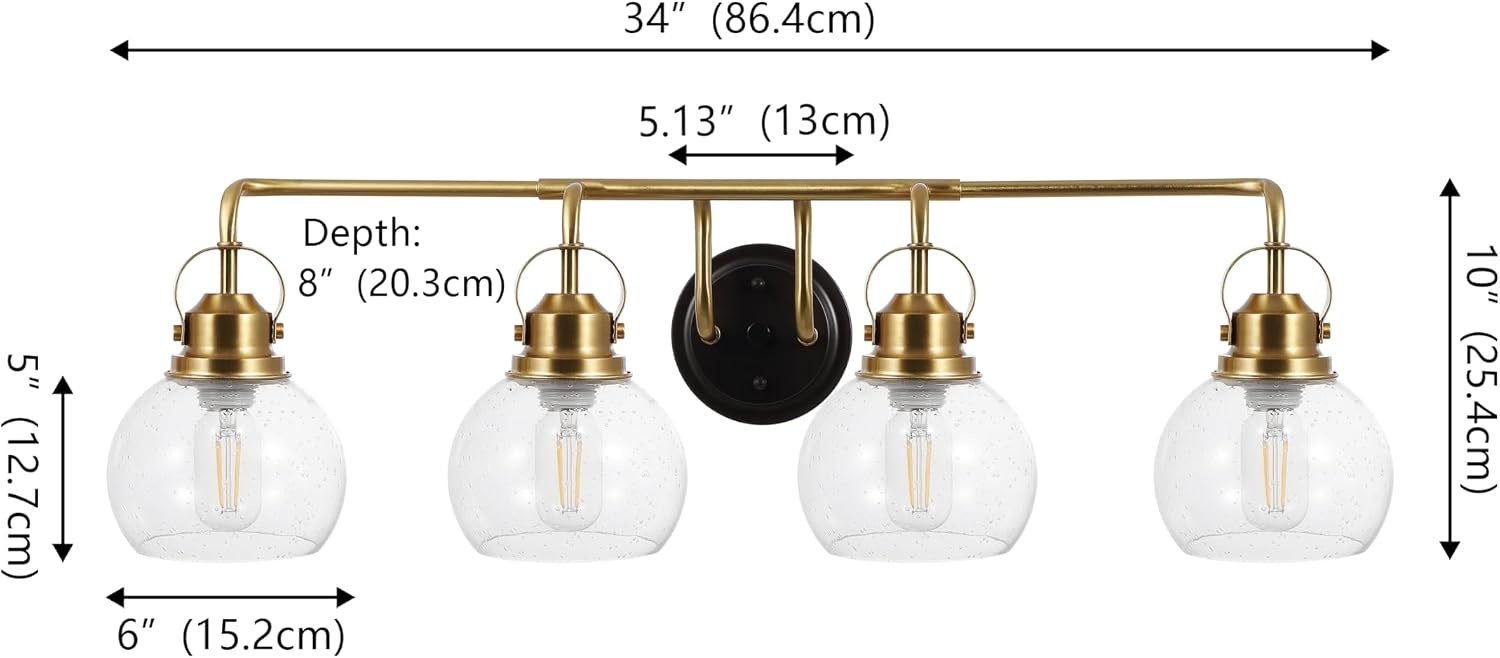 image:imageJONATHAN Y 6 Brass Gold Oil Rubbed Bronze 1Light Metal Candlestick Vanity Light Wall Sconce Farmhouse Industrial for Bathroom with Clear Seeded Glass Shade LED Bulb Included JYL7400BBrass GoldOil Rubbed Bronze