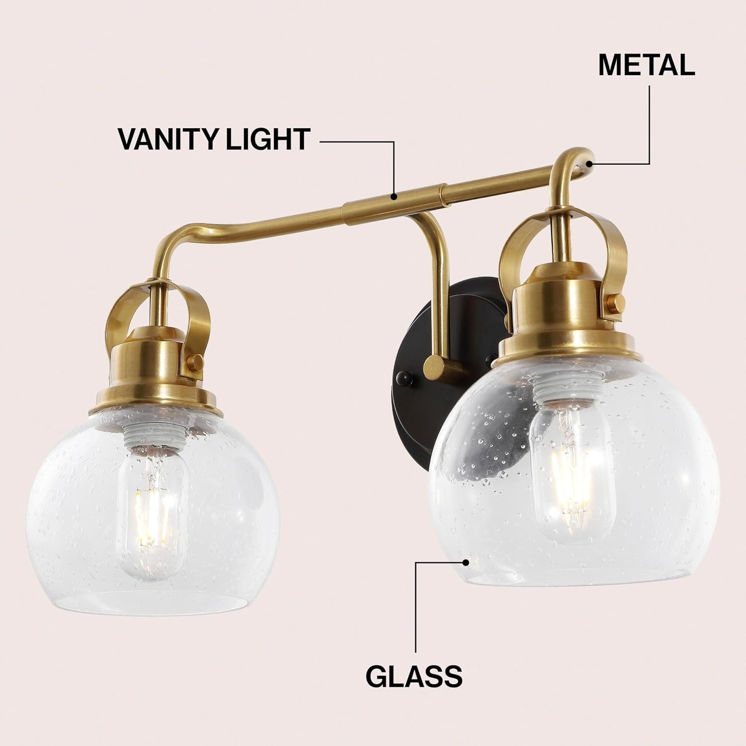image:imageJONATHAN Y 6 Brass Gold Oil Rubbed Bronze 1Light Metal Candlestick Vanity Light Wall Sconce Farmhouse Industrial for Bathroom with Clear Seeded Glass Shade LED Bulb Included JYL7400BBrass GoldOil Rubbed Bronze