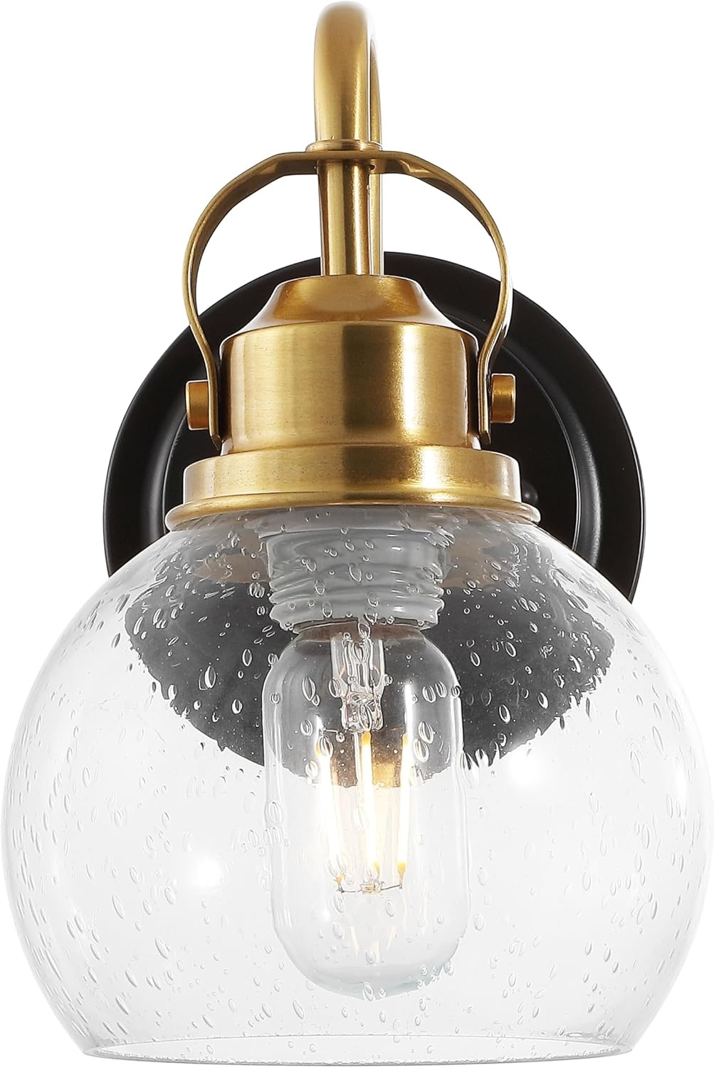 image:imageJONATHAN Y 6 Brass Gold Oil Rubbed Bronze 1Light Metal Candlestick Vanity Light Wall Sconce Farmhouse Industrial for Bathroom with Clear Seeded Glass Shade LED Bulb Included JYL7400BBrass GoldOil Rubbed Bronze