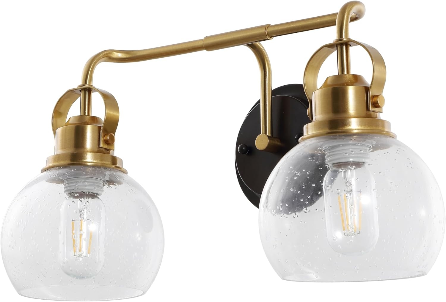 image:imageJONATHAN Y 6 Brass Gold Oil Rubbed Bronze 1Light Metal Candlestick Vanity Light Wall Sconce Farmhouse Industrial for Bathroom with Clear Seeded Glass Shade LED Bulb Included JYL7400BBrass GoldOil Rubbed Bronze