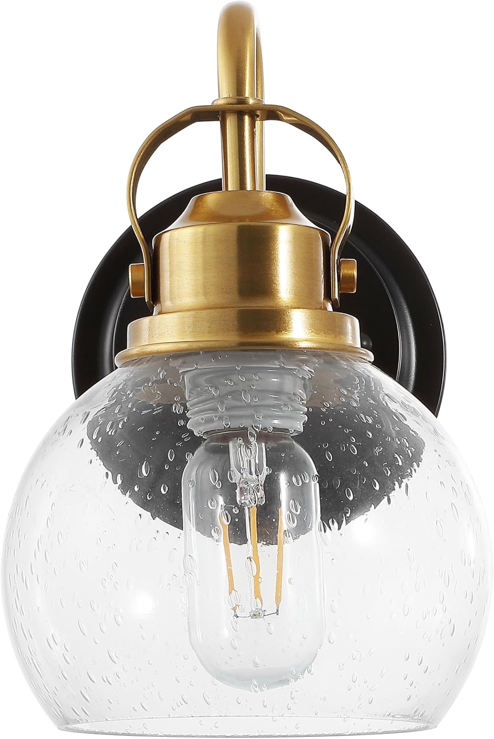 image:imageJONATHAN Y 6 Brass Gold Oil Rubbed Bronze 1Light Metal Candlestick Vanity Light Wall Sconce Farmhouse Industrial for Bathroom with Clear Seeded Glass Shade LED Bulb Included JYL7400BBrass GoldOil Rubbed Bronze
