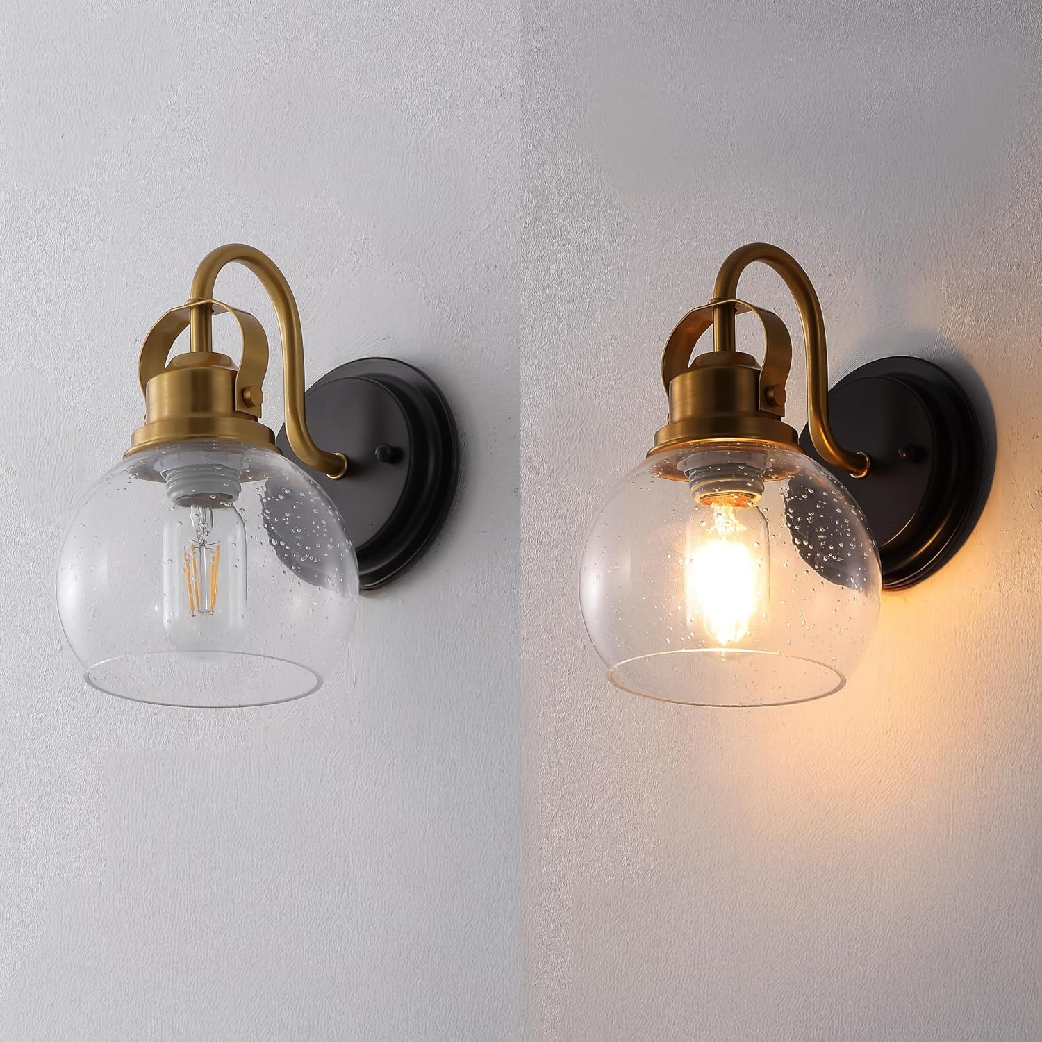 image:imageJONATHAN Y 6 Brass Gold Oil Rubbed Bronze 1Light Metal Candlestick Vanity Light Wall Sconce Farmhouse Industrial for Bathroom with Clear Seeded Glass Shade LED Bulb Included JYL7400BBrass GoldOil Rubbed Bronze