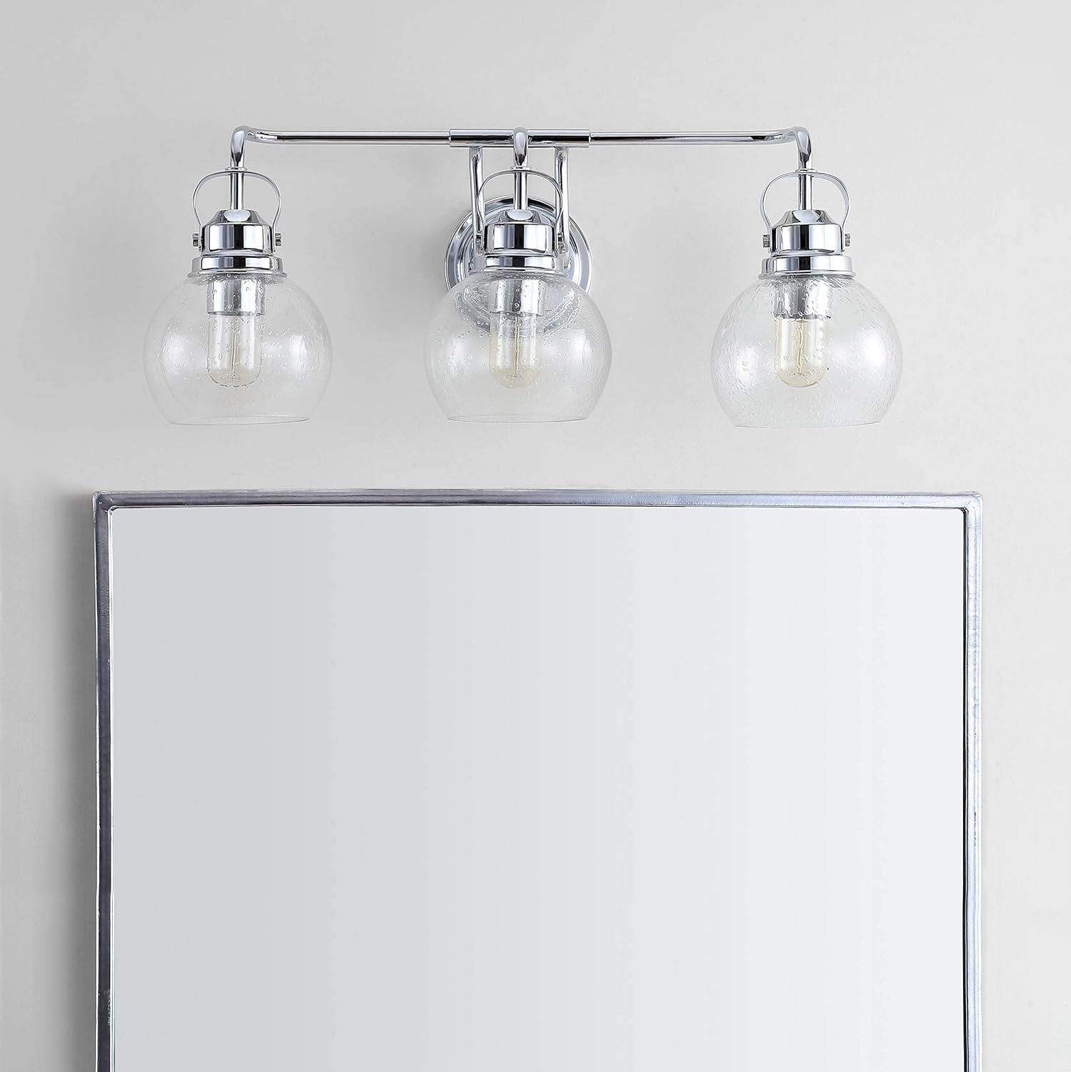 image:imageJONATHAN Y 6 Brass Gold Oil Rubbed Bronze 1Light Metal Candlestick Vanity Light Wall Sconce Farmhouse Industrial for Bathroom with Clear Seeded Glass Shade LED Bulb Included JYL7400BChromeClear