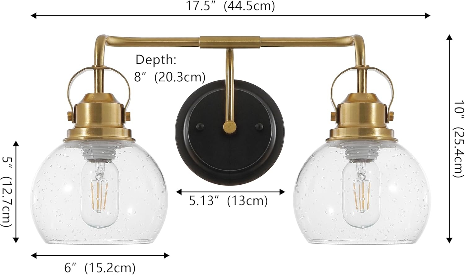 image:imageJONATHAN Y 6 Brass Gold Oil Rubbed Bronze 1Light Metal Candlestick Vanity Light Wall Sconce Farmhouse Industrial for Bathroom with Clear Seeded Glass Shade LED Bulb Included JYL7400BBrass GoldOil Rubbed Bronze