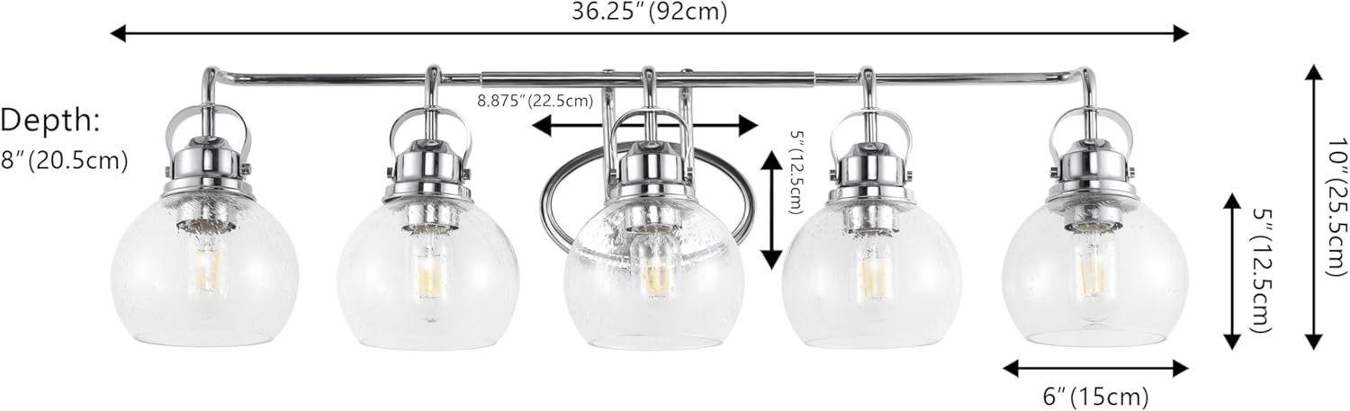 image:imageJONATHAN Y 6 Brass Gold Oil Rubbed Bronze 1Light Metal Candlestick Vanity Light Wall Sconce Farmhouse Industrial for Bathroom with Clear Seeded Glass Shade LED Bulb Included JYL7400BChromeClear