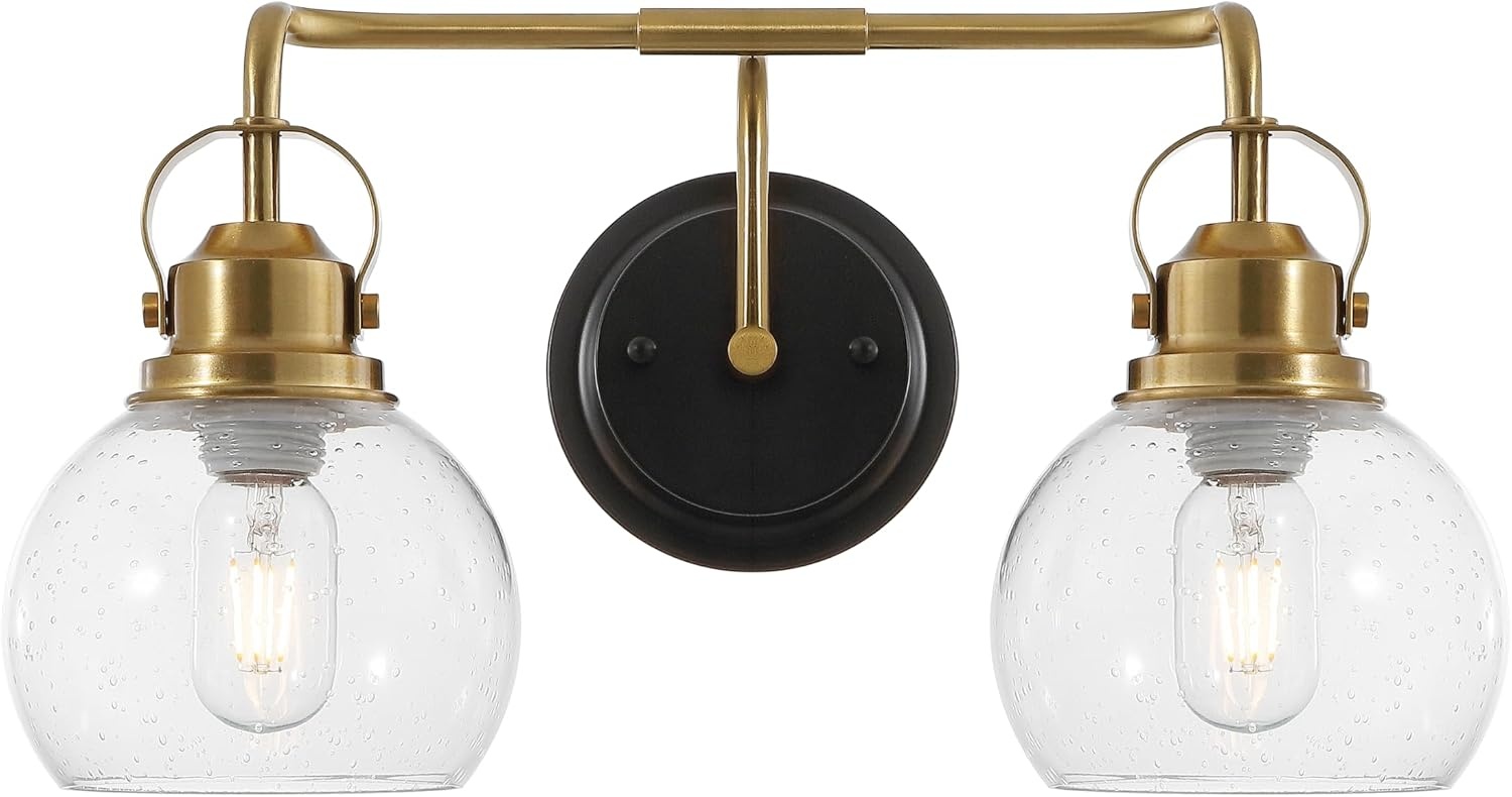 image:imageJONATHAN Y 6 Brass Gold Oil Rubbed Bronze 1Light Metal Candlestick Vanity Light Wall Sconce Farmhouse Industrial for Bathroom with Clear Seeded Glass Shade LED Bulb Included JYL7400BBrass GoldOil Rubbed Bronze