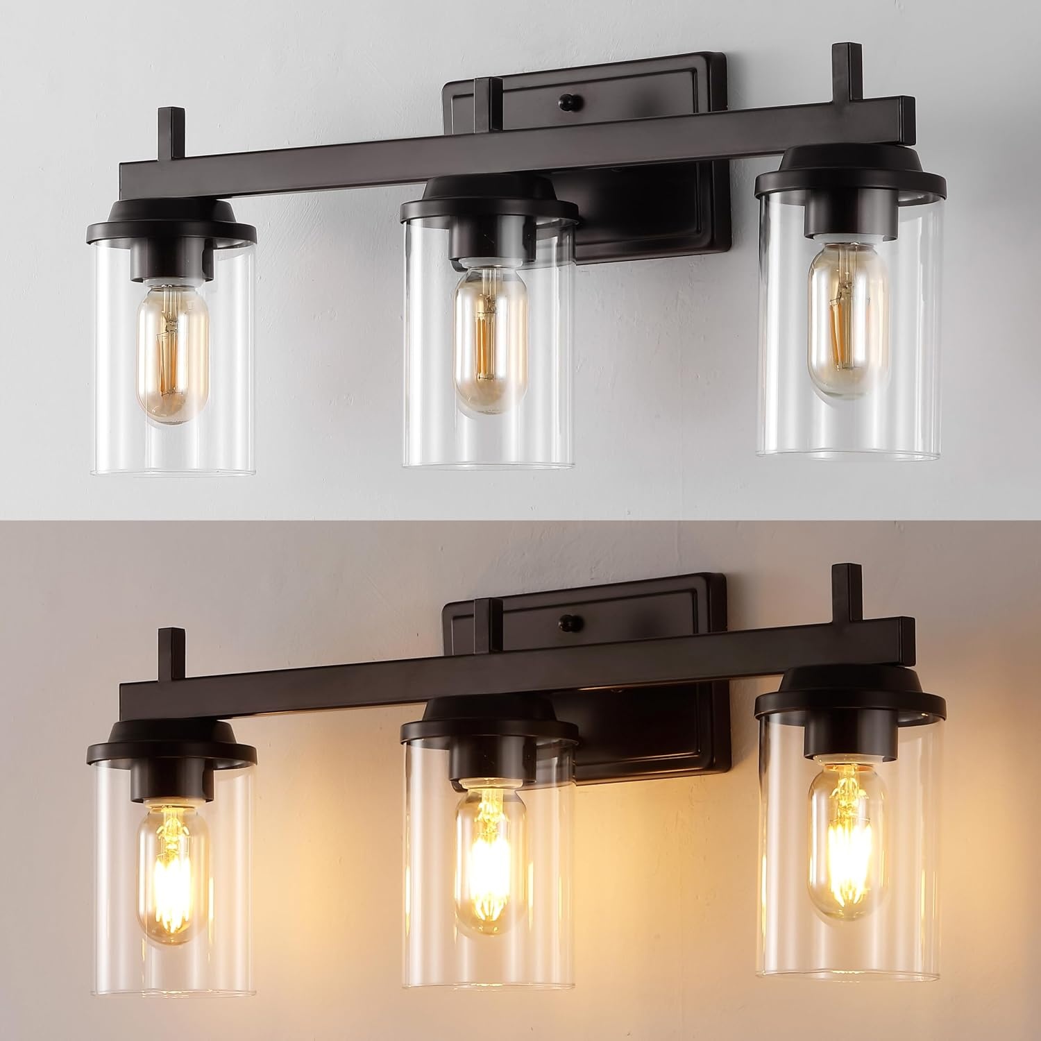 image:imageJONATHAN Y JYL1502A Liam 2325 3Light Farmhouse Industrial Vanity Light with Bathroom Hardware Accessory Set Oil Rubbed Bronze 5Piece Towel Bar amp Ring Toilet Paper Holder Robe HookOilRubbed Bronze
