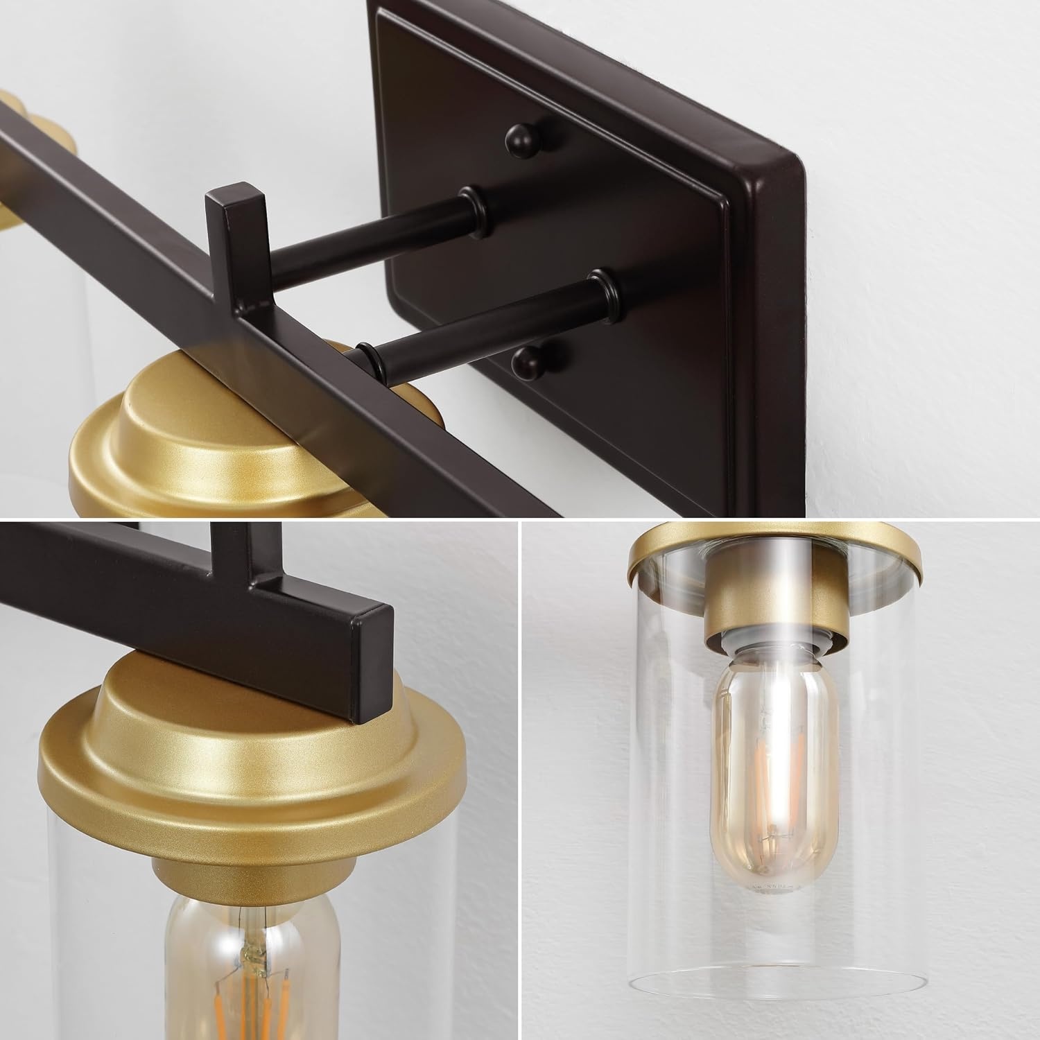 image:imageJONATHAN Y JYL1502A Liam 2325 3Light Farmhouse Industrial Vanity Light with Bathroom Hardware Accessory Set Oil Rubbed Bronze 5Piece Towel Bar amp Ring Toilet Paper Holder Robe HookOil Rubbed BronzeGold Painting
