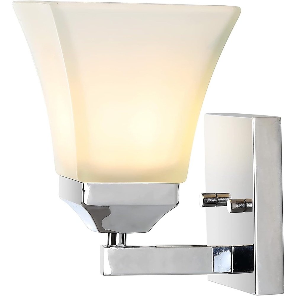 image:imageJONATHAN Y 395 Oil Rubbed Bronze White 6Light Metal Glass Rectangular Vanity Light Wall Sconce Traditional Transitional for Bathroom with Frosted Glass Shade Damp Rated LED Bulbs Included JYL7623AChrome