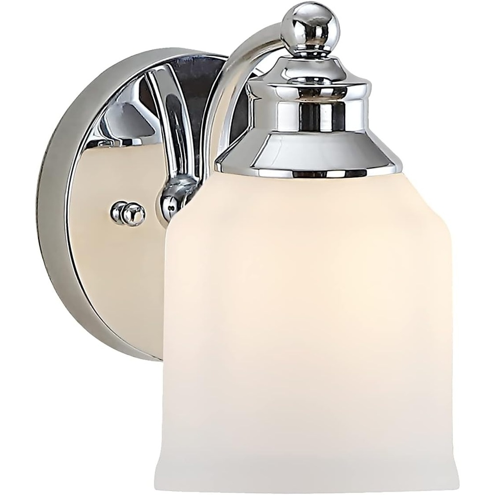 image:imageJONATHAN Y 513 Oil Rubbed Bronze White 1Light Metal Glass Candlestick Vanity Light Wall Sconce Farmhouse Transitional for Bathroom with Frosted Glass Shade LED Bulb Included JYL7549BChrome