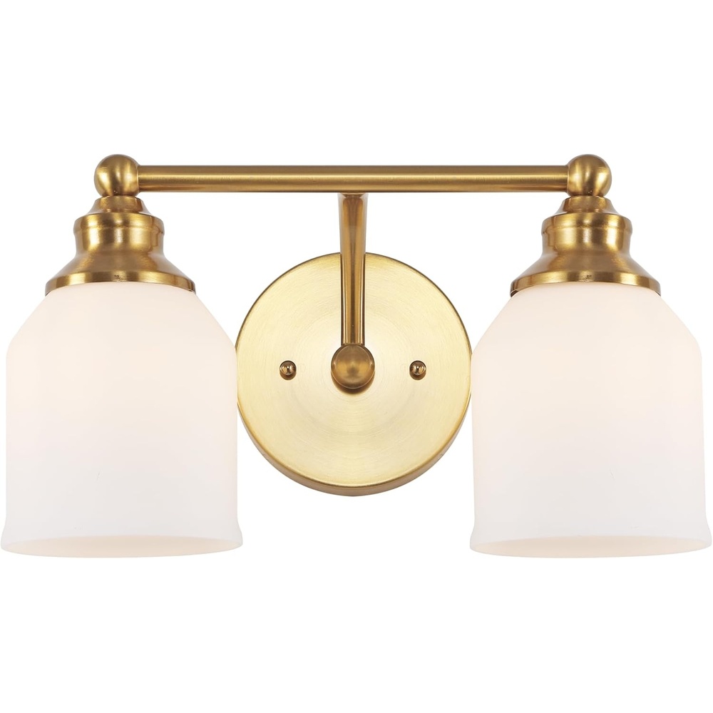 image:imageJONATHAN Y 513 Oil Rubbed Bronze White 1Light Metal Glass Candlestick Vanity Light Wall Sconce Farmhouse Transitional for Bathroom with Frosted Glass Shade LED Bulb Included JYL7549BBrass GoldWhite