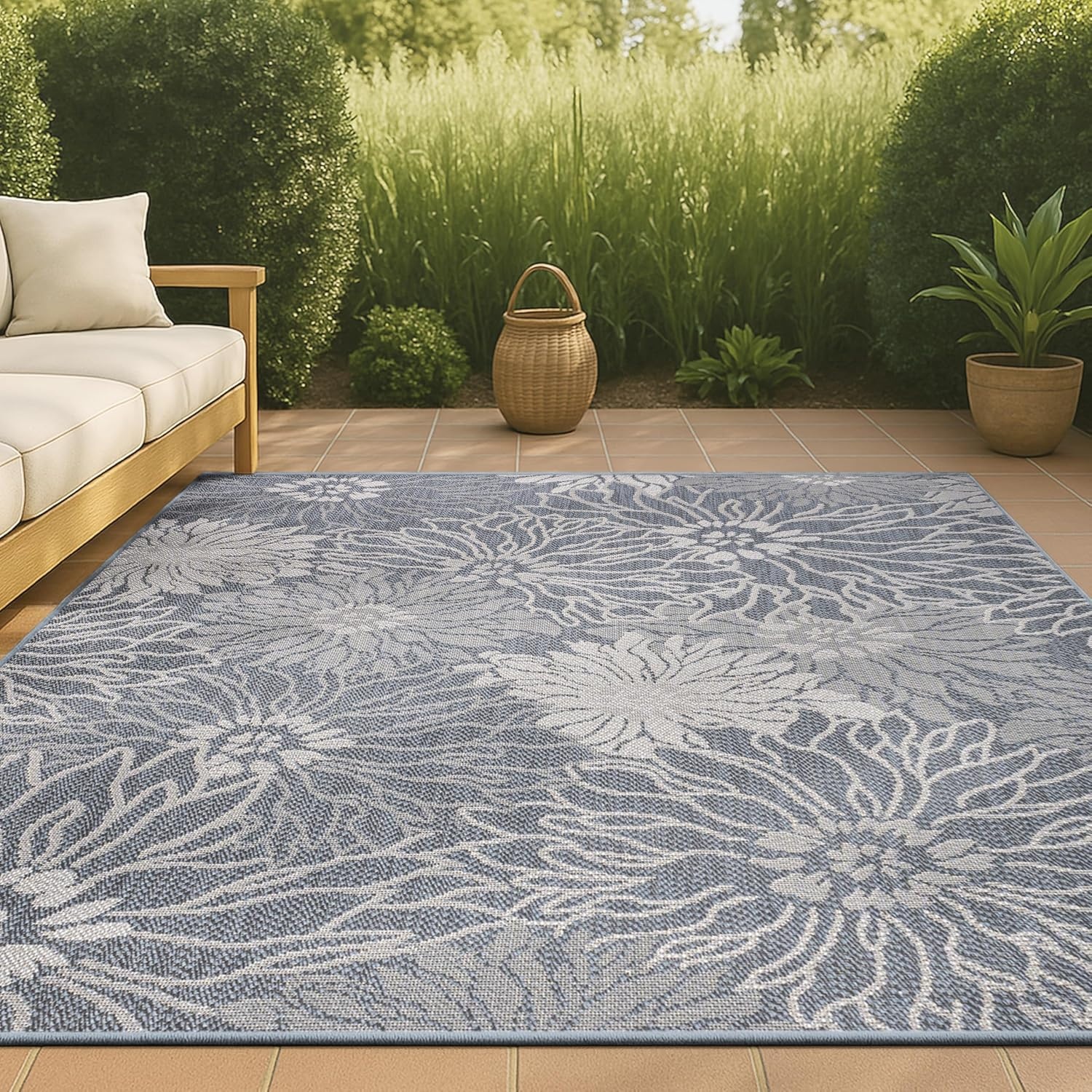 image:imageJONATHAN Y AllOver Floral Indoor Outdoor Area Rug 3X5 NavyGray Bahamas Modern for Backyard Patio Porch EasyCleaning High Traffic PetFriendly NonShedding SMB209A3311 x 6 Rectangular