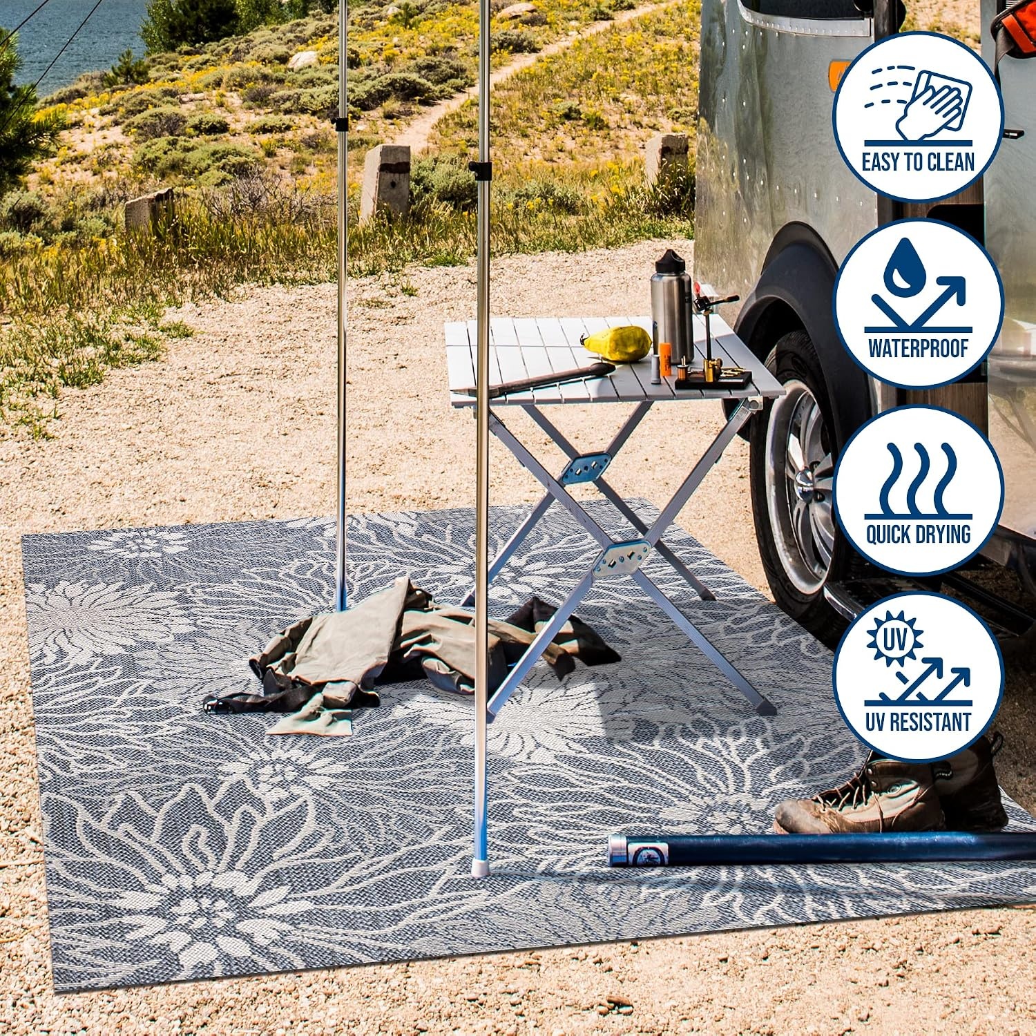 image:imageJONATHAN Y AllOver Floral Indoor Outdoor Area Rug 3X5 NavyGray Bahamas Modern for Backyard Patio Porch EasyCleaning High Traffic PetFriendly NonShedding SMB209A3710 x 10 Rectangular