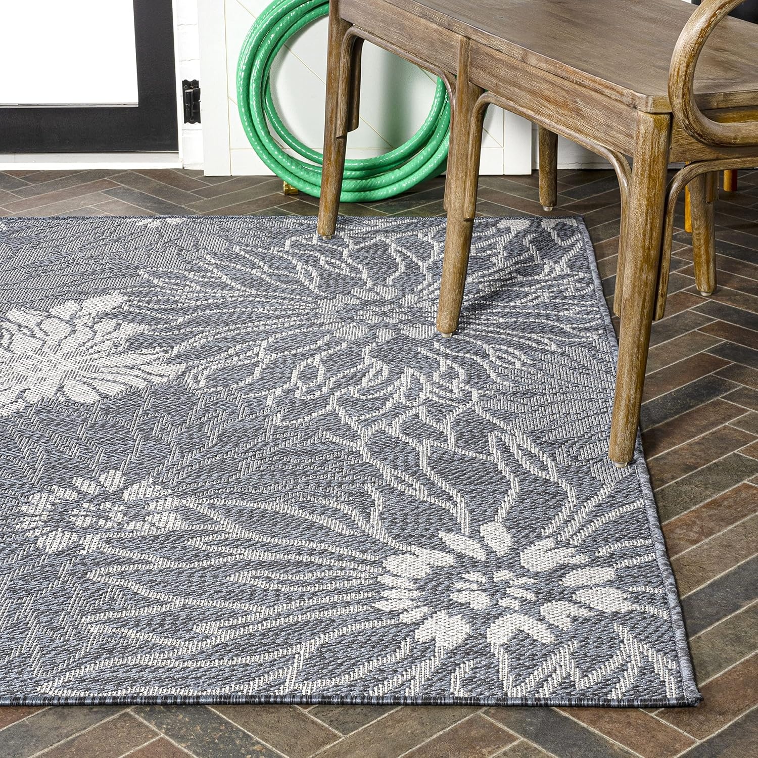 image:imageJONATHAN Y AllOver Floral Indoor Outdoor Area Rug 3X5 NavyGray Bahamas Modern for Backyard Patio Porch EasyCleaning High Traffic PetFriendly NonShedding SMB209A3710 x 10 Rectangular