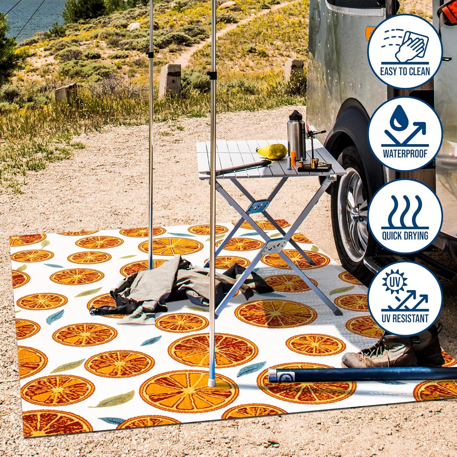 image:imageJONATHAN Y Citrus Slice Indoor Outdoor Area Rug 3X5 OrangeCream Aranciata HighLow for Backyard Patio Porch EasyCleaning High Traffic PetFriendly NonShedding AMC116A33 x 5 Rectangular