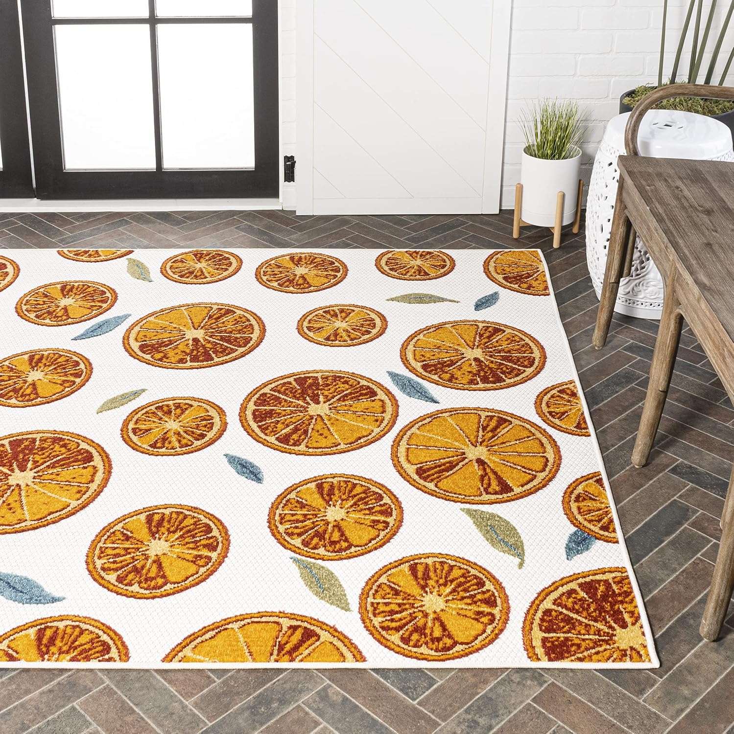 image:imageJONATHAN Y Citrus Slice Indoor Outdoor Area Rug 3X5 OrangeCream Aranciata HighLow for Backyard Patio Porch EasyCleaning High Traffic PetFriendly NonShedding AMC116A33 x 5 Rectangular