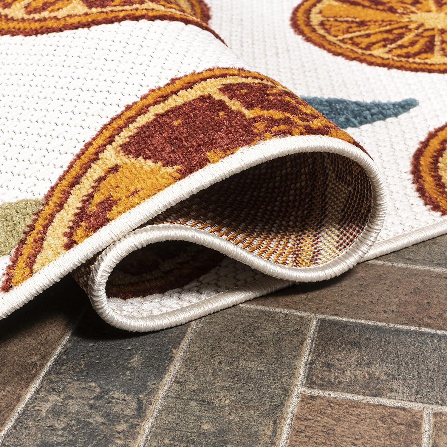image:imageJONATHAN Y Citrus Slice Indoor Outdoor Area Rug 3X5 OrangeCream Aranciata HighLow for Backyard Patio Porch EasyCleaning High Traffic PetFriendly NonShedding AMC116A34 x 6 Rectangular