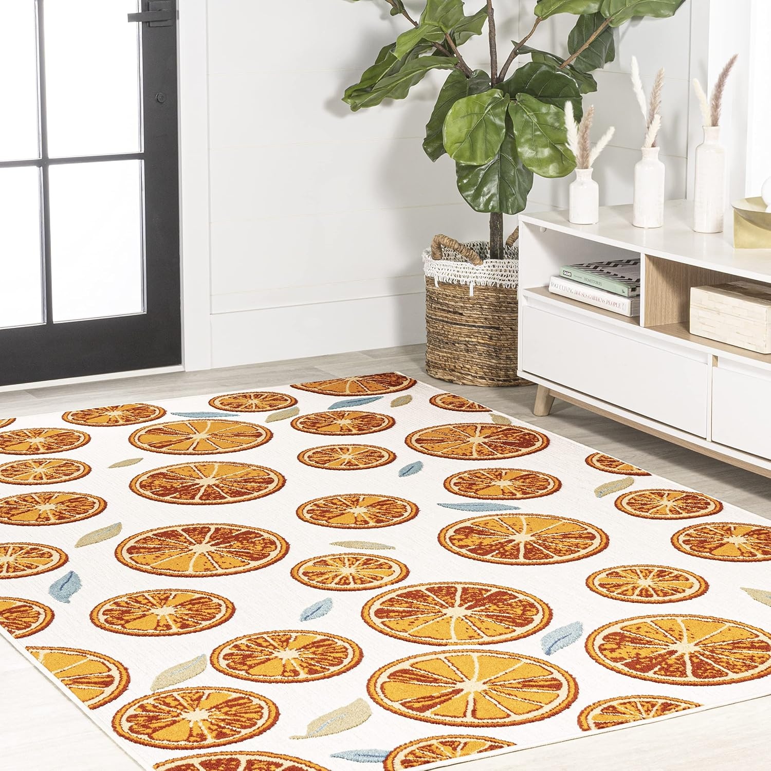 image:imageJONATHAN Y Citrus Slice Indoor Outdoor Area Rug 3X5 OrangeCream Aranciata HighLow for Backyard Patio Porch EasyCleaning High Traffic PetFriendly NonShedding AMC116A34 x 6 Rectangular