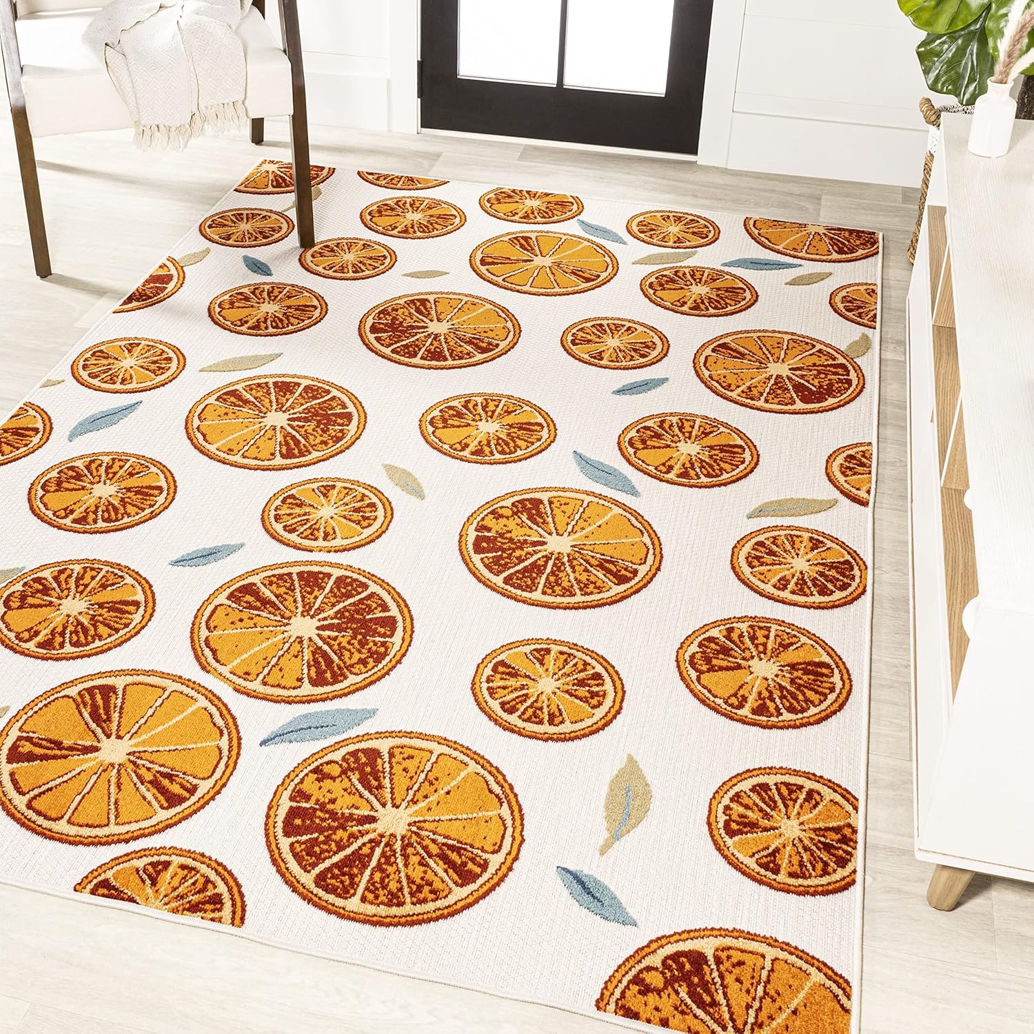 image:imageJONATHAN Y Citrus Slice Indoor Outdoor Area Rug 3X5 OrangeCream Aranciata HighLow for Backyard Patio Porch EasyCleaning High Traffic PetFriendly NonShedding AMC116A34 x 6 Rectangular
