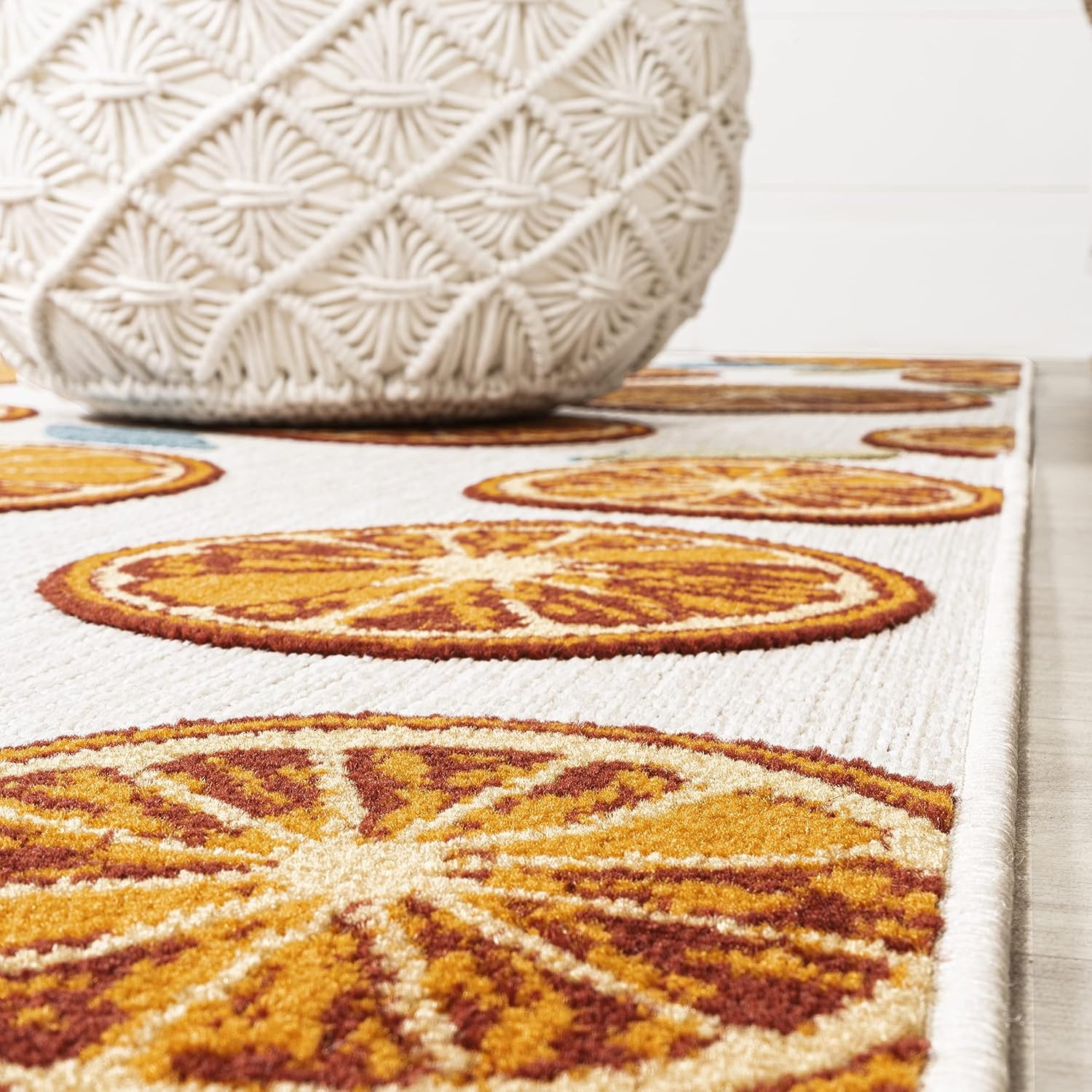 image:imageJONATHAN Y Citrus Slice Indoor Outdoor Area Rug 3X5 OrangeCream Aranciata HighLow for Backyard Patio Porch EasyCleaning High Traffic PetFriendly NonShedding AMC116A34 x 6 Rectangular