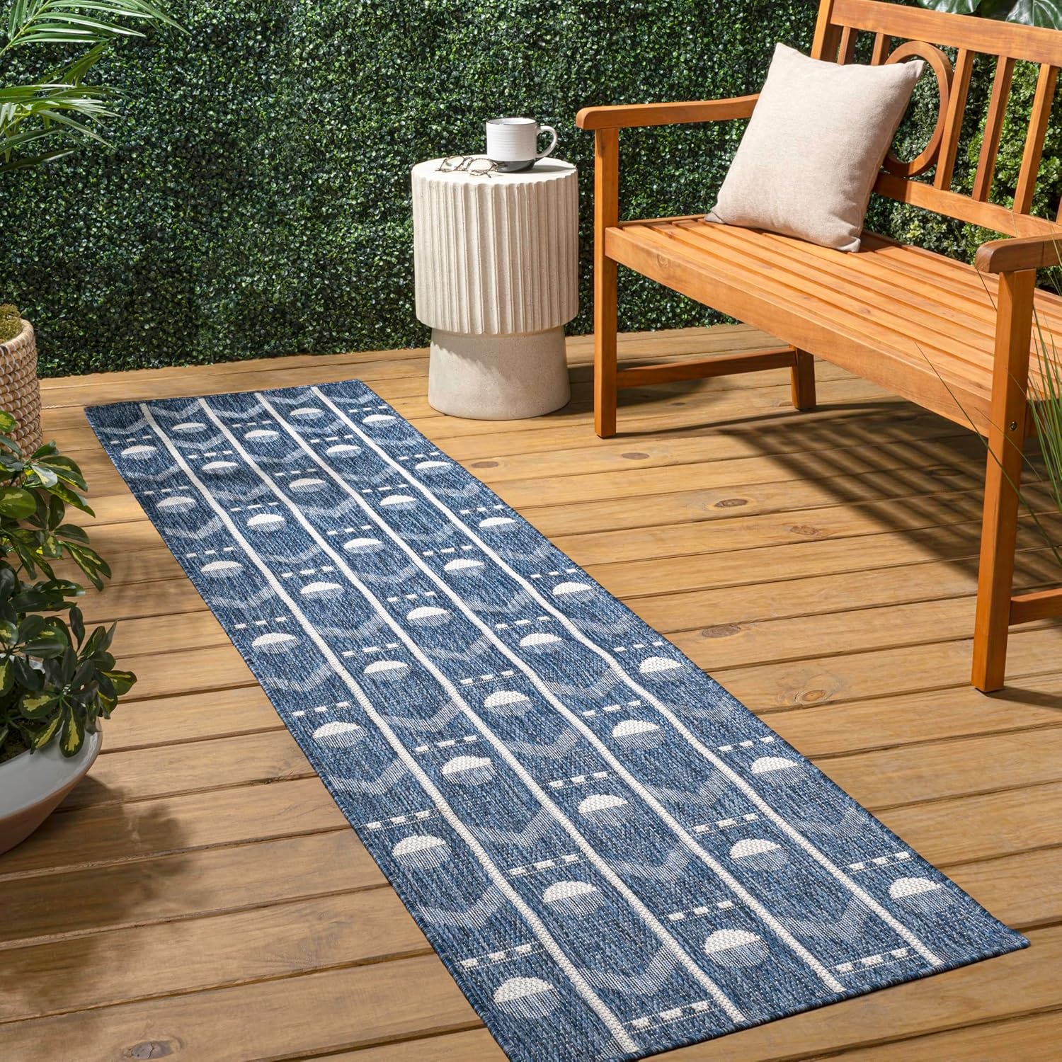 image:imageJONATHAN Y Geometric Indoor Outdoor Area Rug 3X5 NavyCream Soren Modern for Backyard Patio Porch EasyCleaning High Traffic PetFriendly NonShedding TSN304C3NavyCream