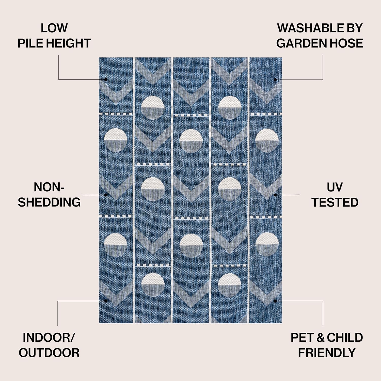 image:imageJONATHAN Y Geometric Indoor Outdoor Area Rug 3X5 NavyCream Soren Modern for Backyard Patio Porch EasyCleaning High Traffic PetFriendly NonShedding TSN304C3NavyCream