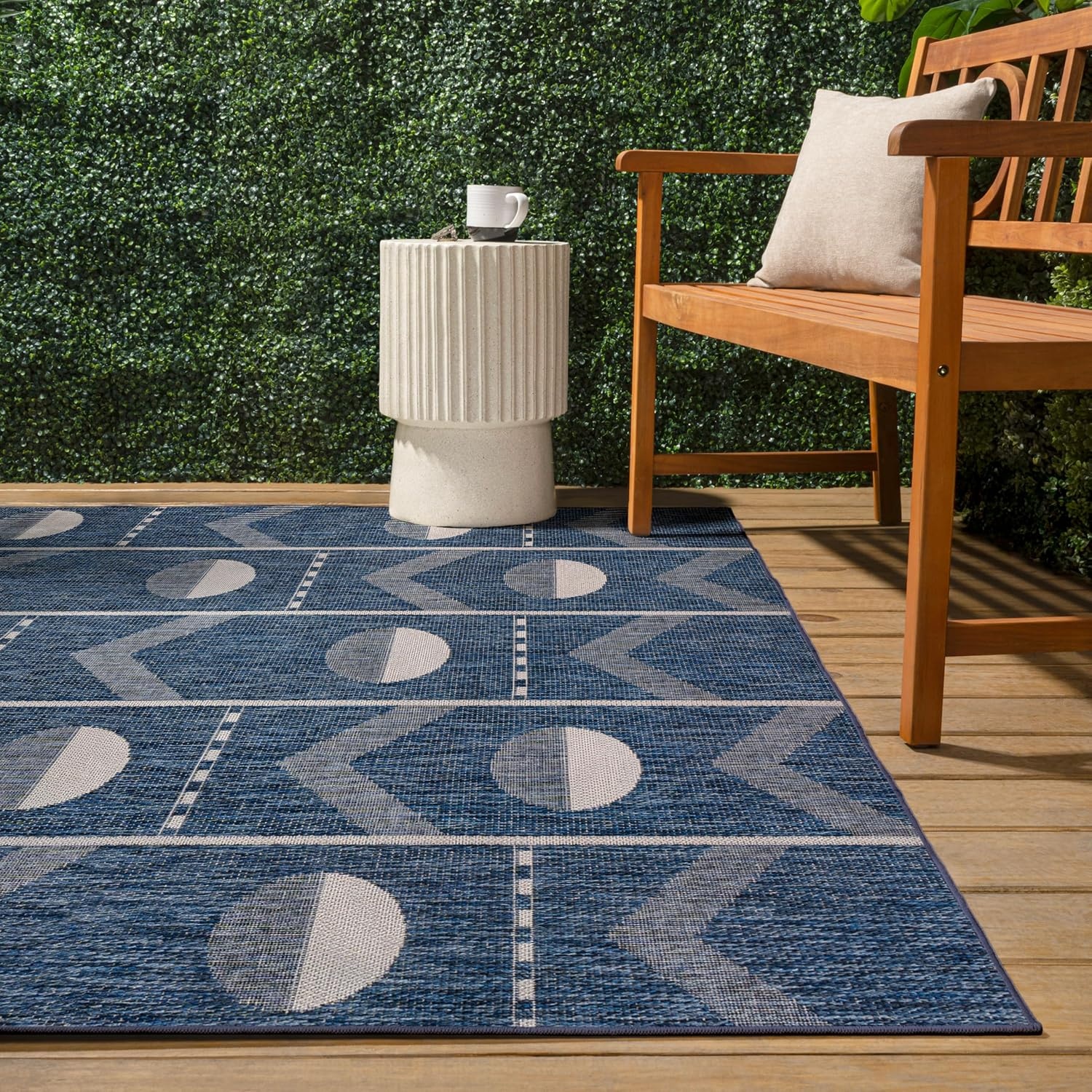 image:imageJONATHAN Y Geometric Indoor Outdoor Area Rug 3X5 NavyCream Soren Modern for Backyard Patio Porch EasyCleaning High Traffic PetFriendly NonShedding TSN304C3NavyCream