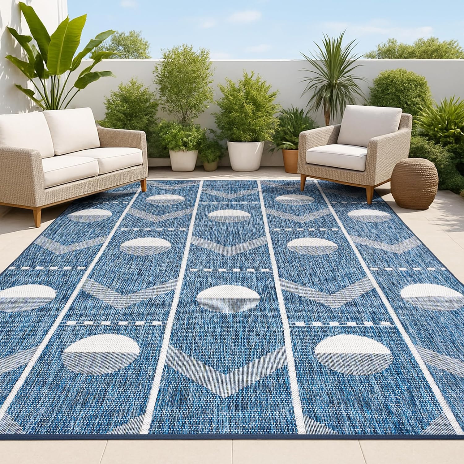 image:imageJONATHAN Y Geometric Indoor Outdoor Area Rug 3X5 NavyCream Soren Modern for Backyard Patio Porch EasyCleaning High Traffic PetFriendly NonShedding TSN304C3NavyCream