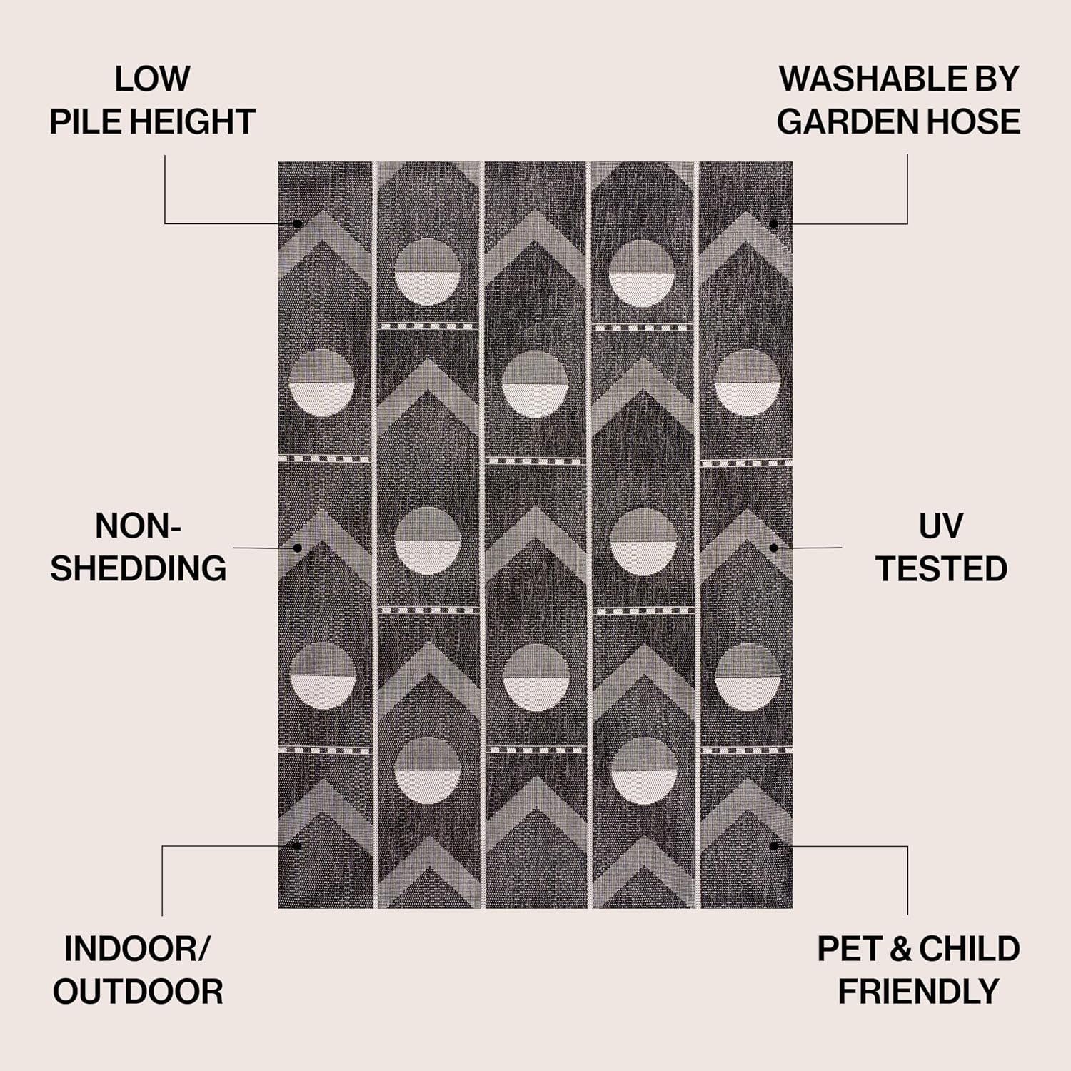 image:imageJONATHAN Y Geometric Indoor Outdoor Area Rug 3X5 NavyCream Soren Modern for Backyard Patio Porch EasyCleaning High Traffic PetFriendly NonShedding TSN304C3BlackCream